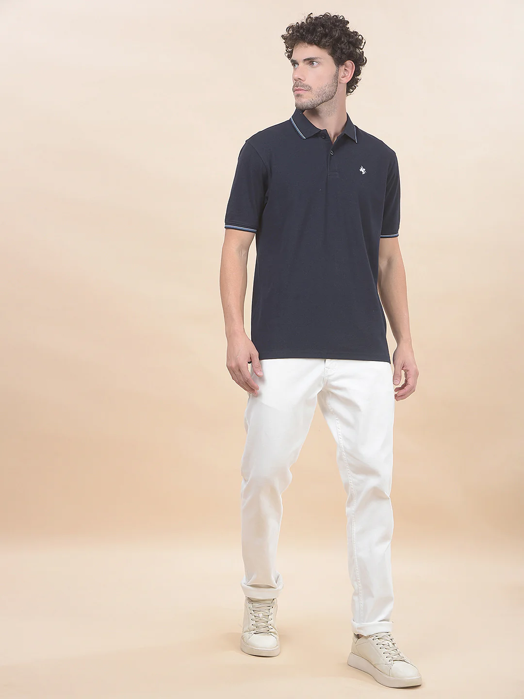 T-Shirt for Men | Breathable & Soft with Color Fastness Regular Fit Polo Neck Poly Cotton Fabric Solid Pattern - Image 2