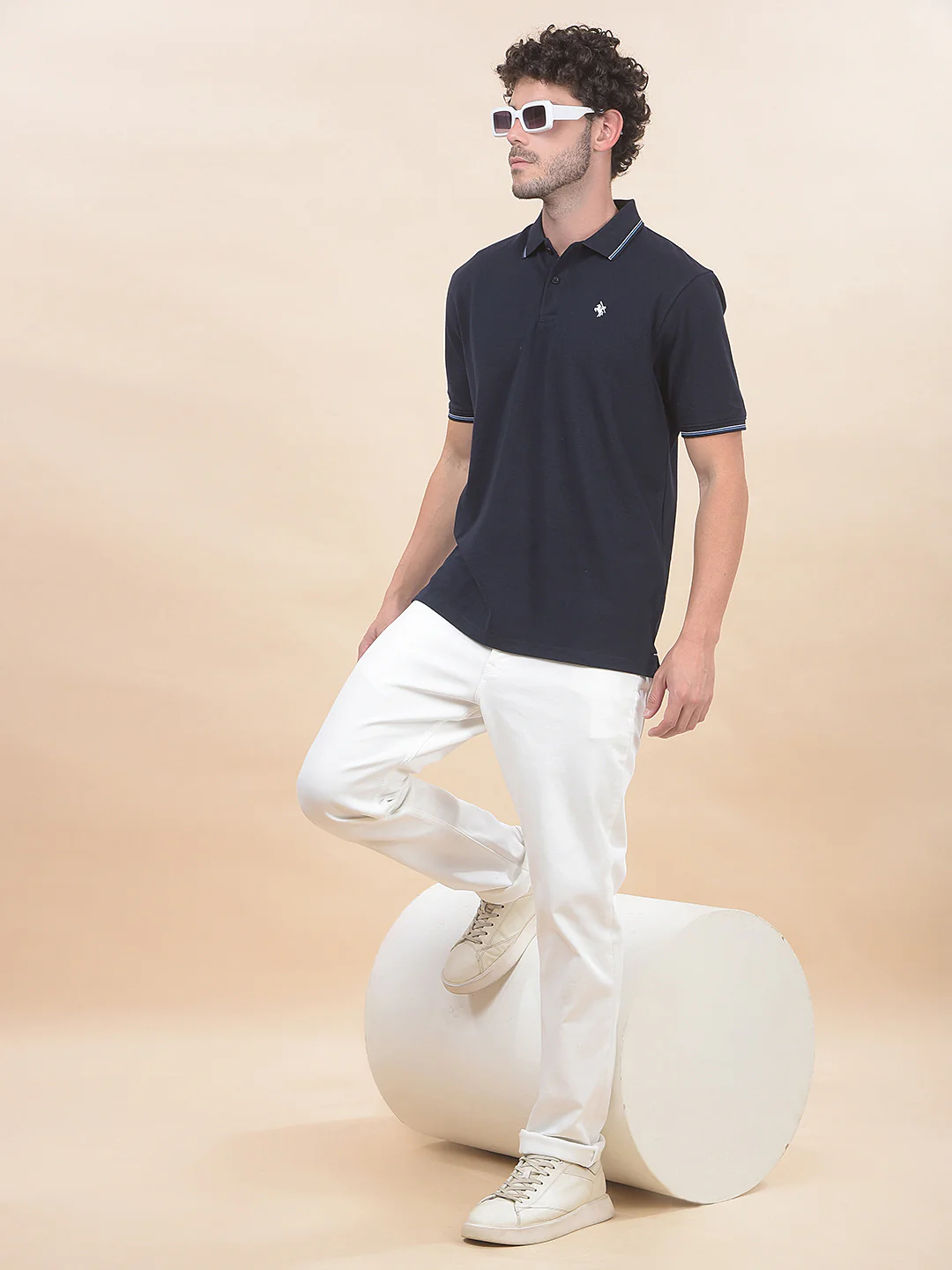 T-Shirt for Men | Breathable & Soft with Color Fastness Regular Fit Polo Neck Poly Cotton Fabric Solid Pattern - Image 3