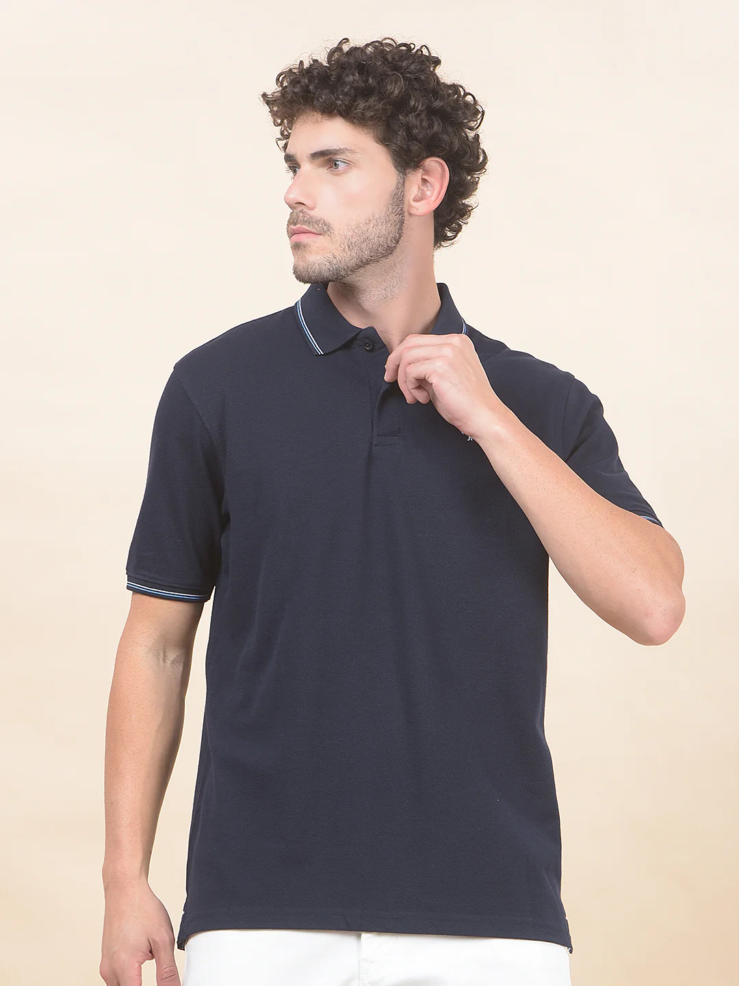 T-Shirt for Men | Breathable & Soft with Color Fastness Regular Fit Polo Neck Poly Cotton Fabric Solid Pattern - Image 5