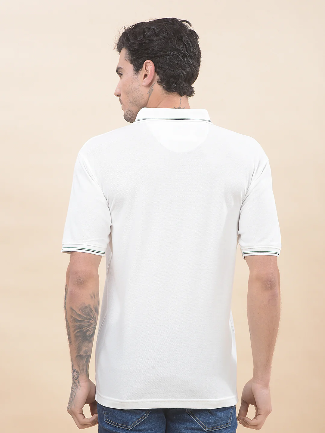 T-Shirt for Men | Breathable & Soft with Color Fastness Regular Fit Polo Neck Poly Cotton Fabric Solid Pattern - Image 2