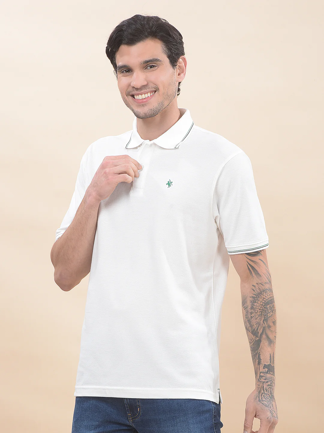 T-Shirt for Men | Breathable & Soft with Color Fastness Regular Fit Polo Neck Poly Cotton Fabric Solid Pattern - Image 4