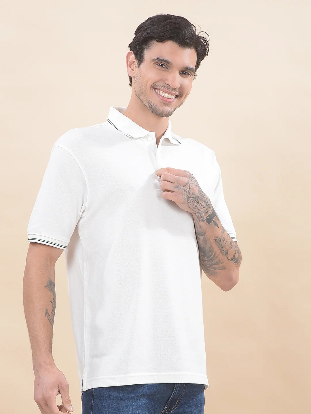 T-Shirt for Men | Breathable & Soft with Color Fastness Regular Fit Polo Neck Poly Cotton Fabric Solid Pattern - Image 5
