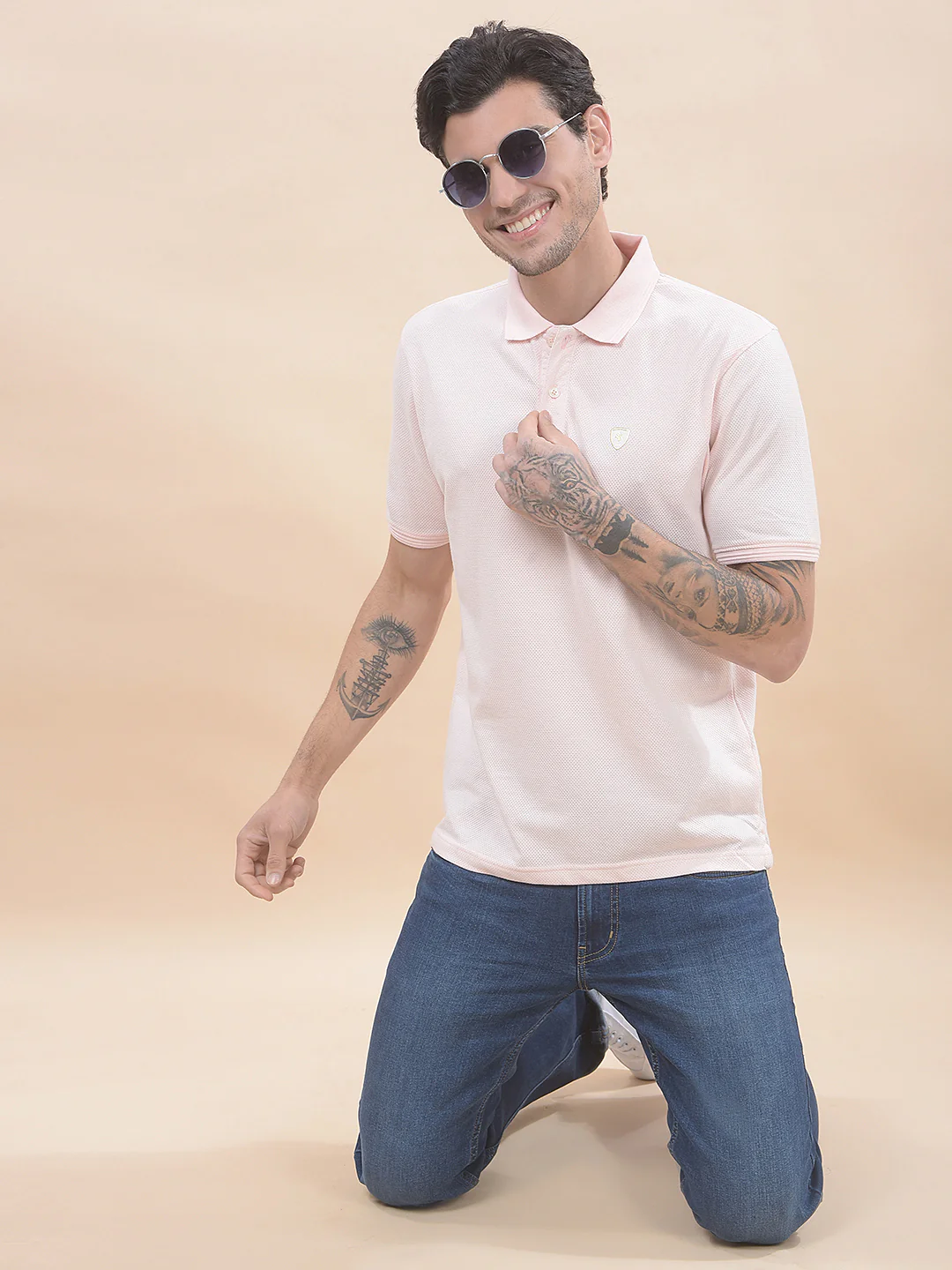 T-Shirt for Men | Breathable & Soft with Color Fastness Regular Fit Polo Neck Poly Cotton Fabric Solid Pattern - Image 2