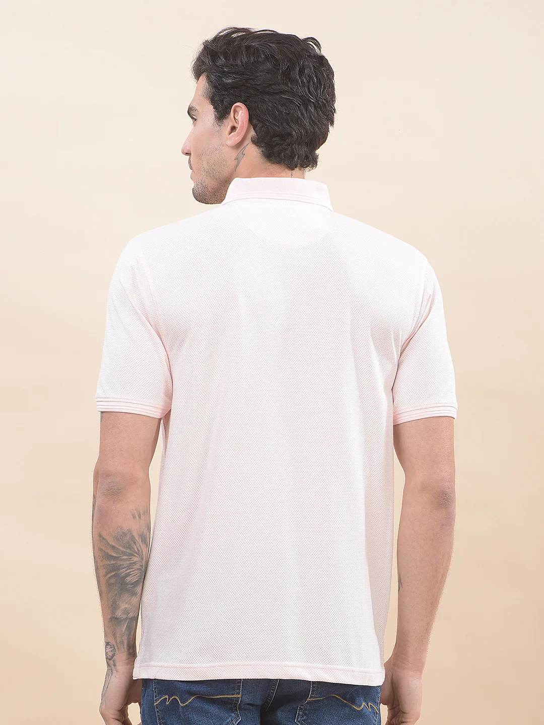 T-Shirt for Men | Breathable & Soft with Color Fastness Regular Fit Polo Neck Poly Cotton Fabric Solid Pattern - Image 3