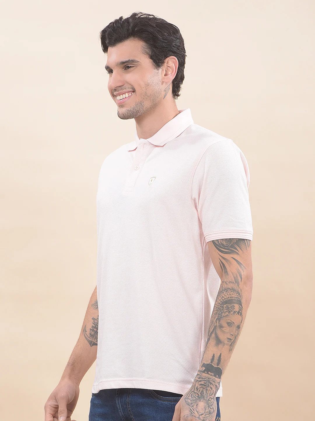 T-Shirt for Men | Breathable & Soft with Color Fastness Regular Fit Polo Neck Poly Cotton Fabric Solid Pattern - Image 5