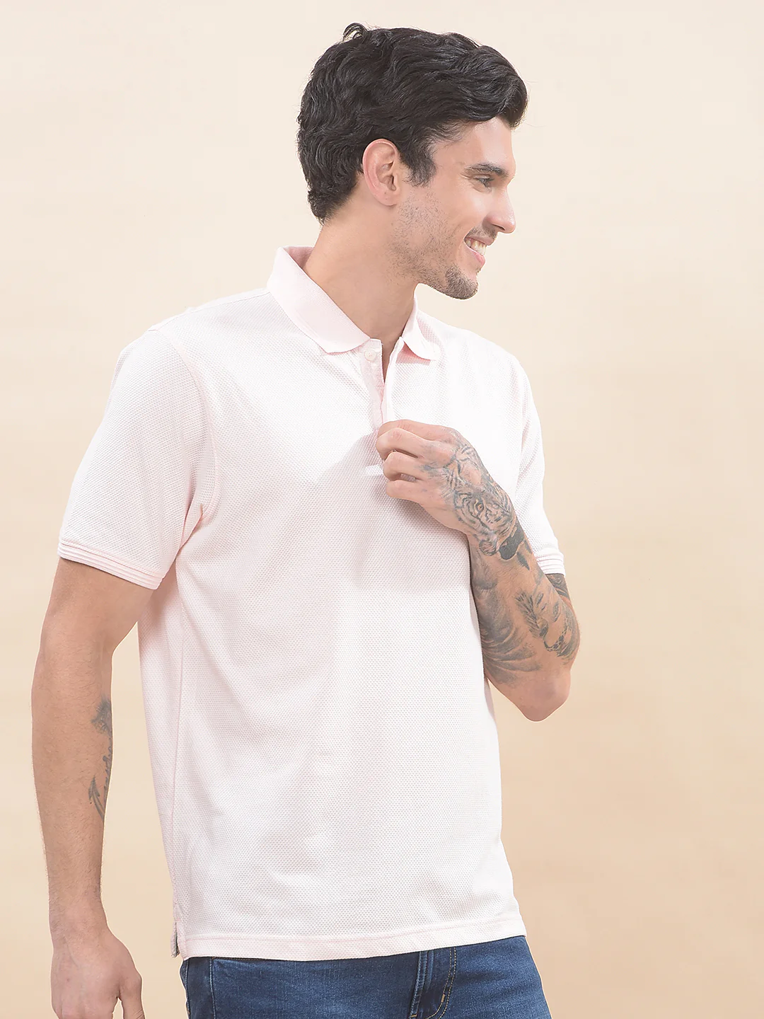 T-Shirt for Men | Breathable & Soft with Color Fastness Regular Fit Polo Neck Poly Cotton Fabric Solid Pattern - Image 7