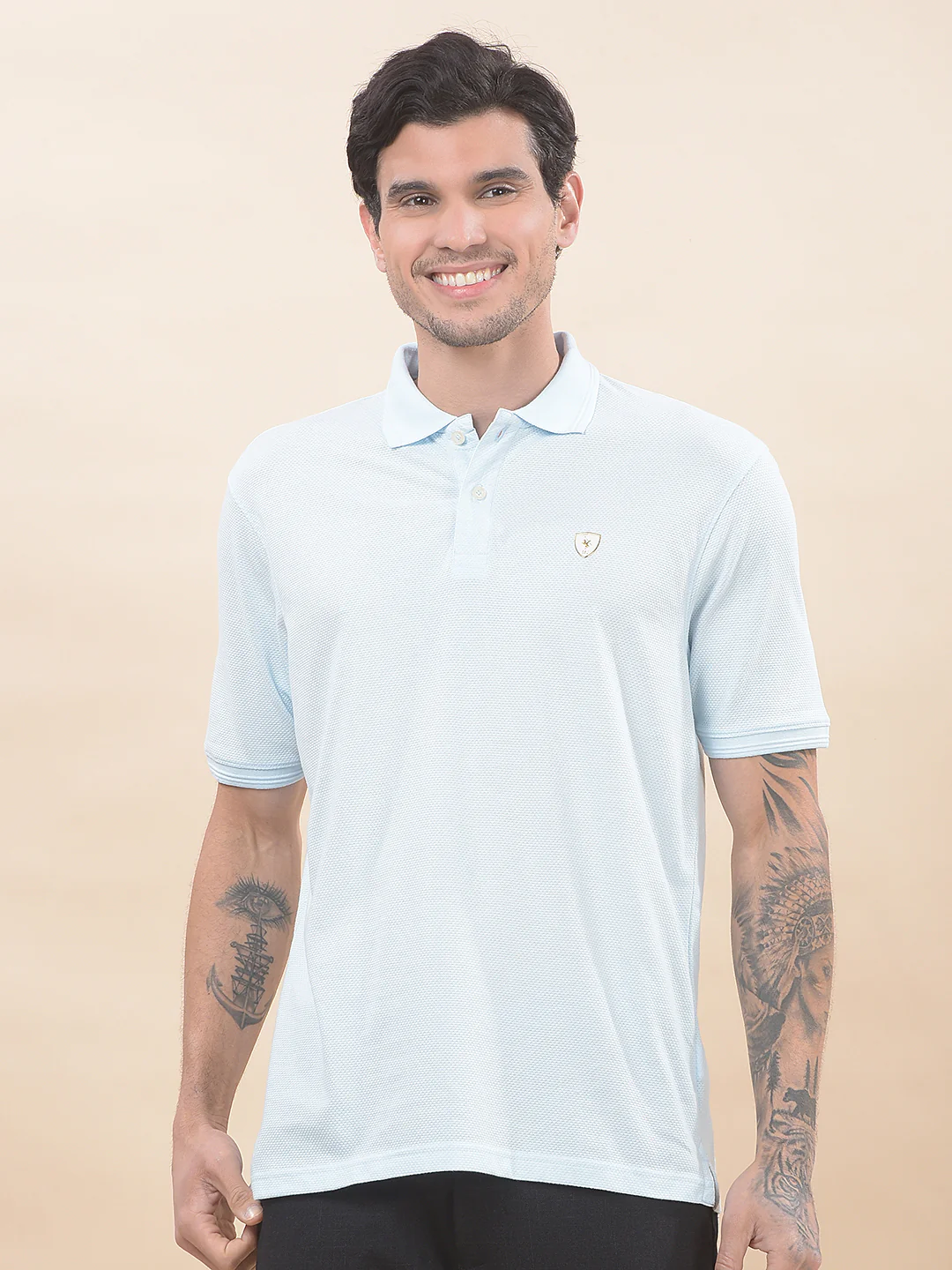 T-Shirt for Men | Breathable & Soft with Color Fastness Regular Fit Polo Neck Poly Cotton Fabric Solid Pattern - Image 3