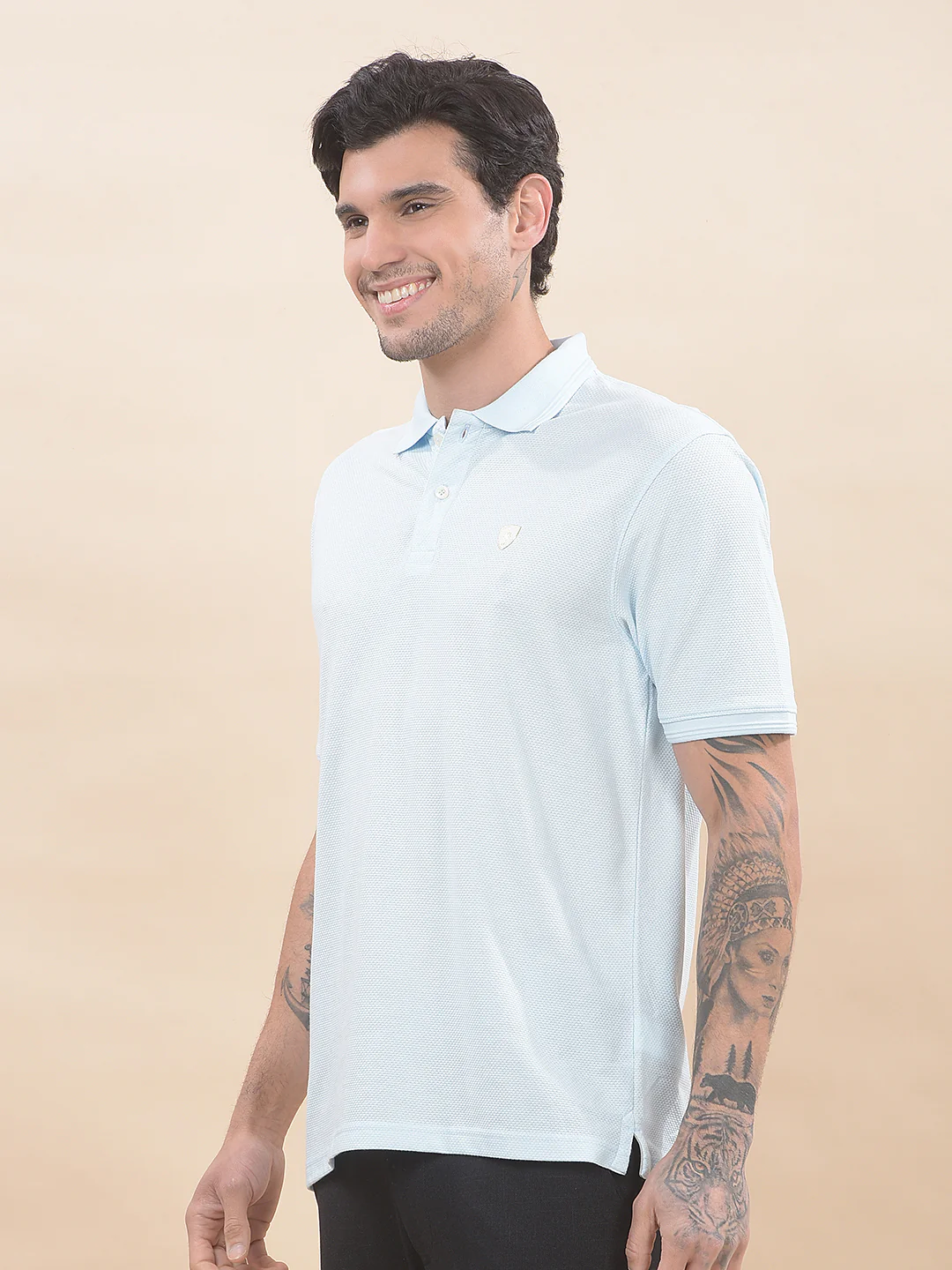 T-Shirt for Men | Breathable & Soft with Color Fastness Regular Fit Polo Neck Poly Cotton Fabric Solid Pattern - Image 4