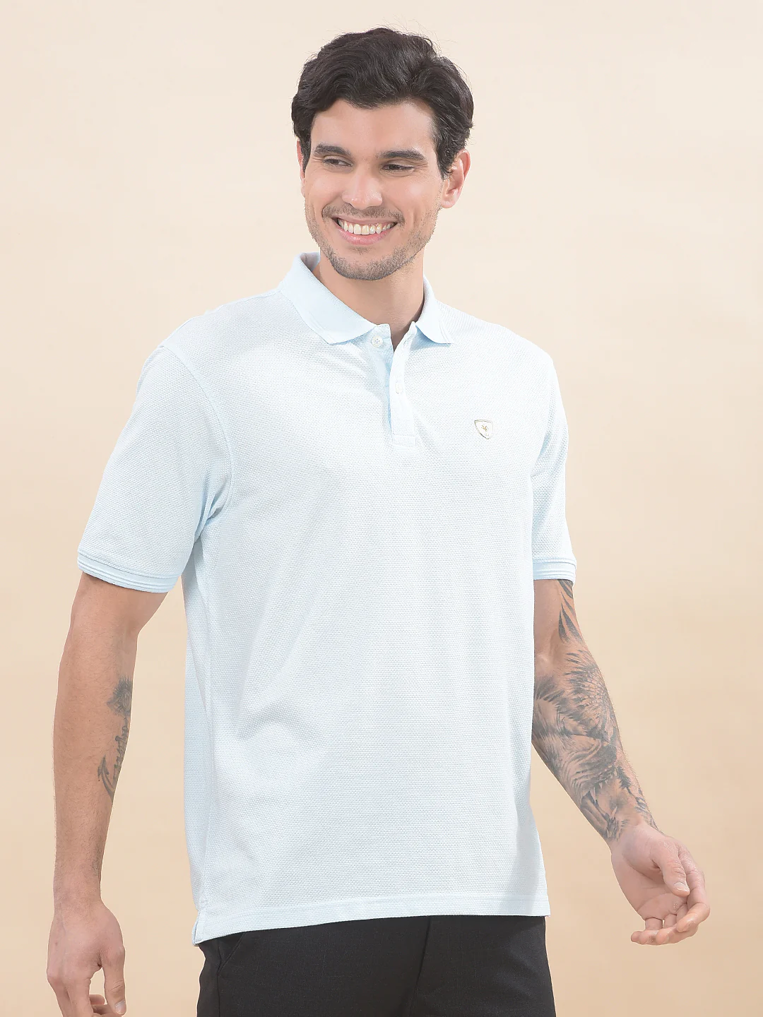 T-Shirt for Men | Breathable & Soft with Color Fastness Regular Fit Polo Neck Poly Cotton Fabric Solid Pattern - Image 5