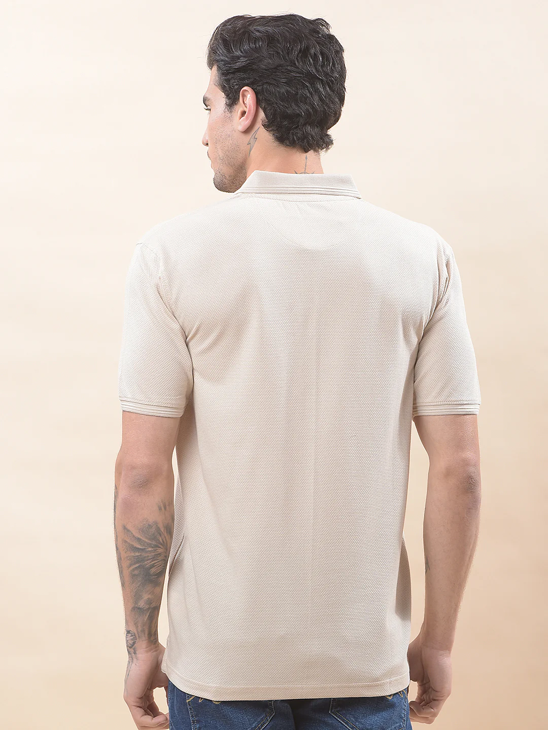 T-Shirt for Men | Breathable & Soft with Color Fastness Regular Fit Polo Neck Poly Cotton Fabric Solid Pattern - Image 3