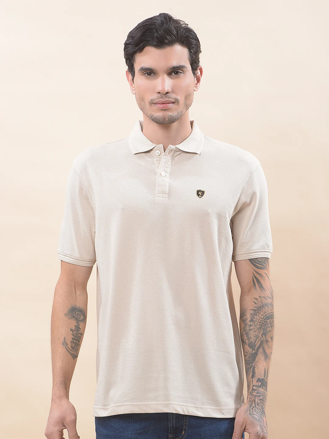 T-Shirt for Men | Breathable & Soft with Color Fastness Regular Fit Polo Neck Poly Cotton Fabric Solid Pattern - Image 4