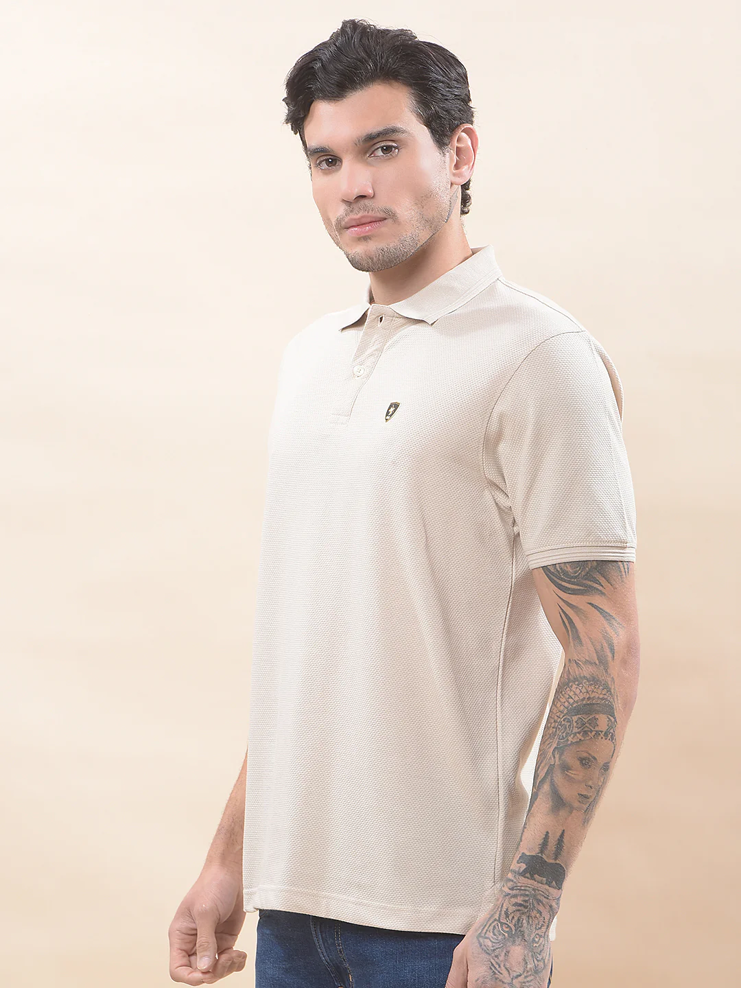 T-Shirt for Men | Breathable & Soft with Color Fastness Regular Fit Polo Neck Poly Cotton Fabric Solid Pattern - Image 5