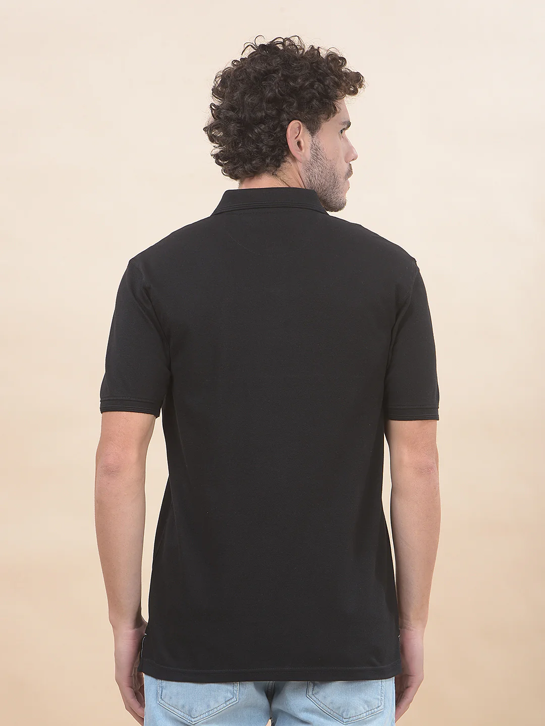 T-Shirt for Men | Breathable & Soft with Color Fastness Regular Fit Polo Neck Poly Cotton Fabric Solid Pattern - Image 2