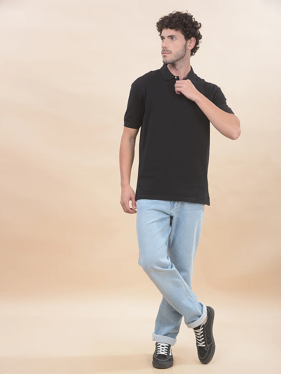 T-Shirt for Men | Breathable & Soft with Color Fastness Regular Fit Polo Neck Poly Cotton Fabric Solid Pattern - Image 7