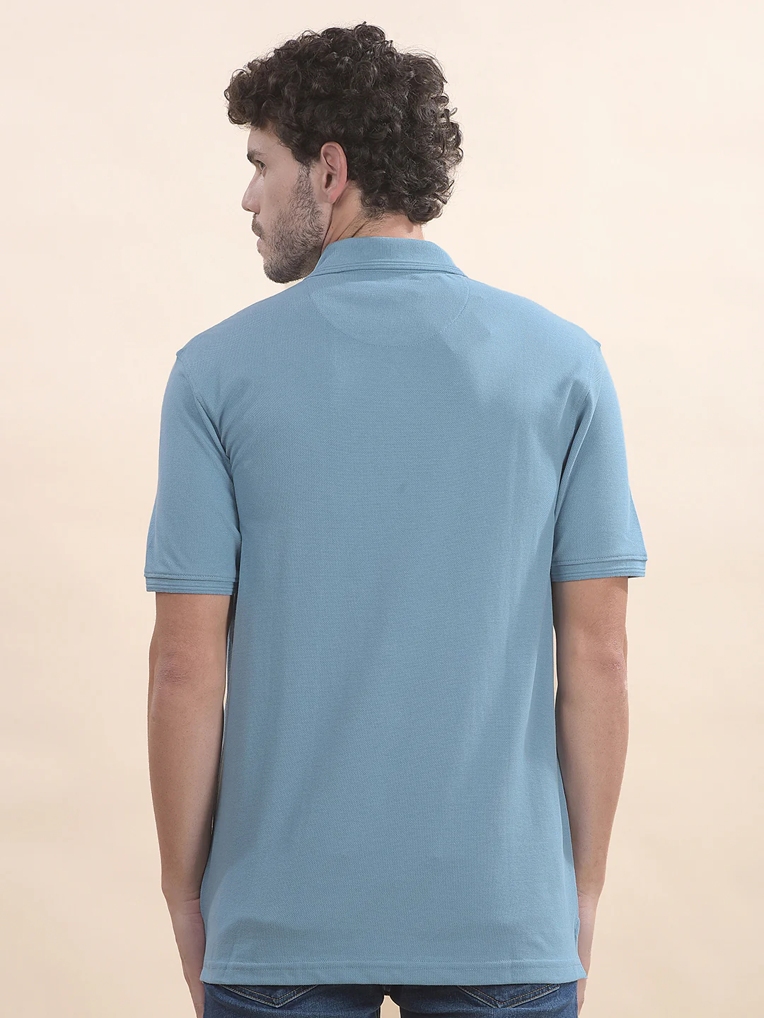 T-Shirt for Men | Breathable & Soft with Color Fastness Regular Fit Polo Neck Poly Cotton Fabric Solid Pattern - Image 2