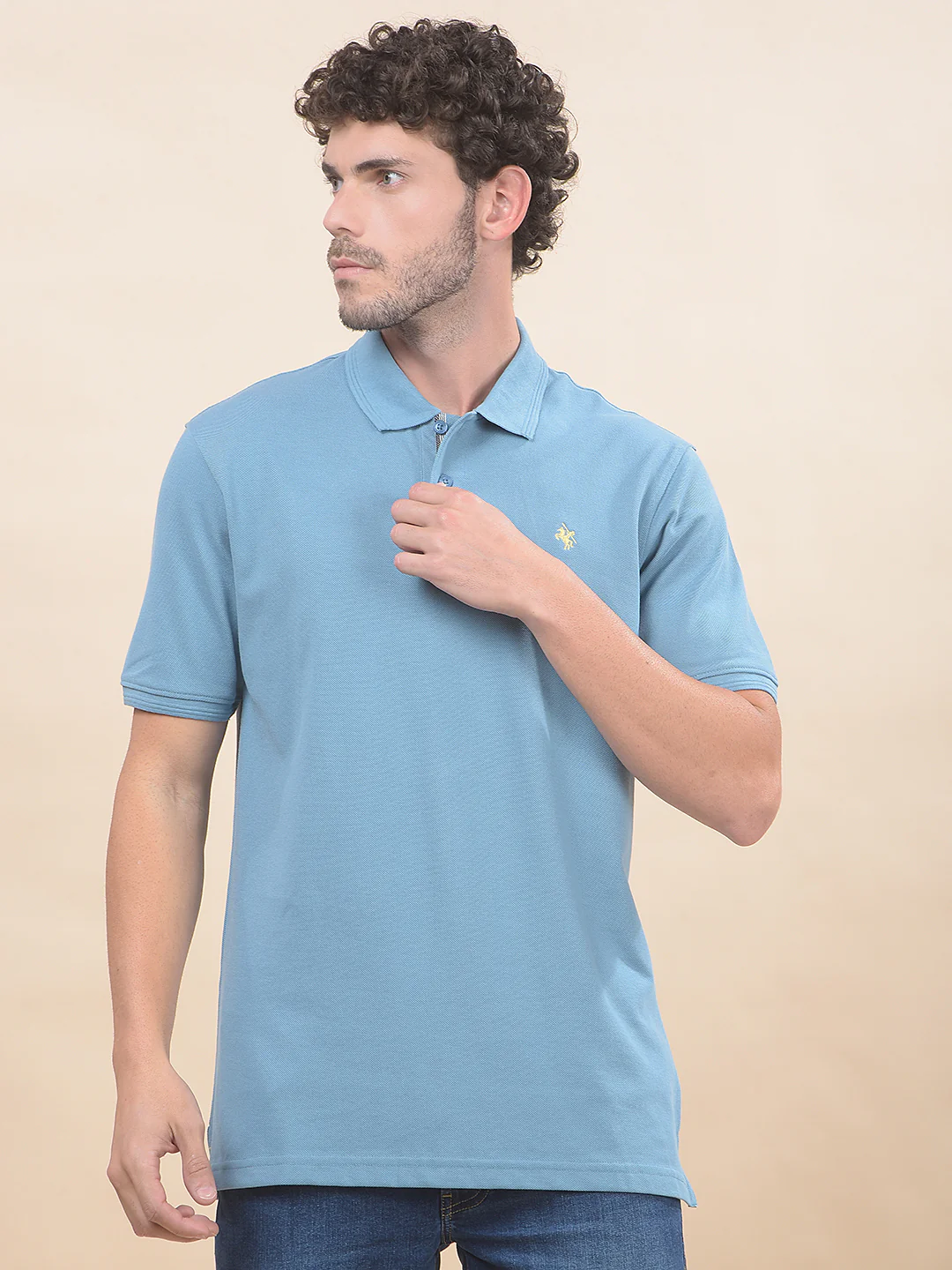 T-Shirt for Men | Breathable & Soft with Color Fastness Regular Fit Polo Neck Poly Cotton Fabric Solid Pattern - Image 3