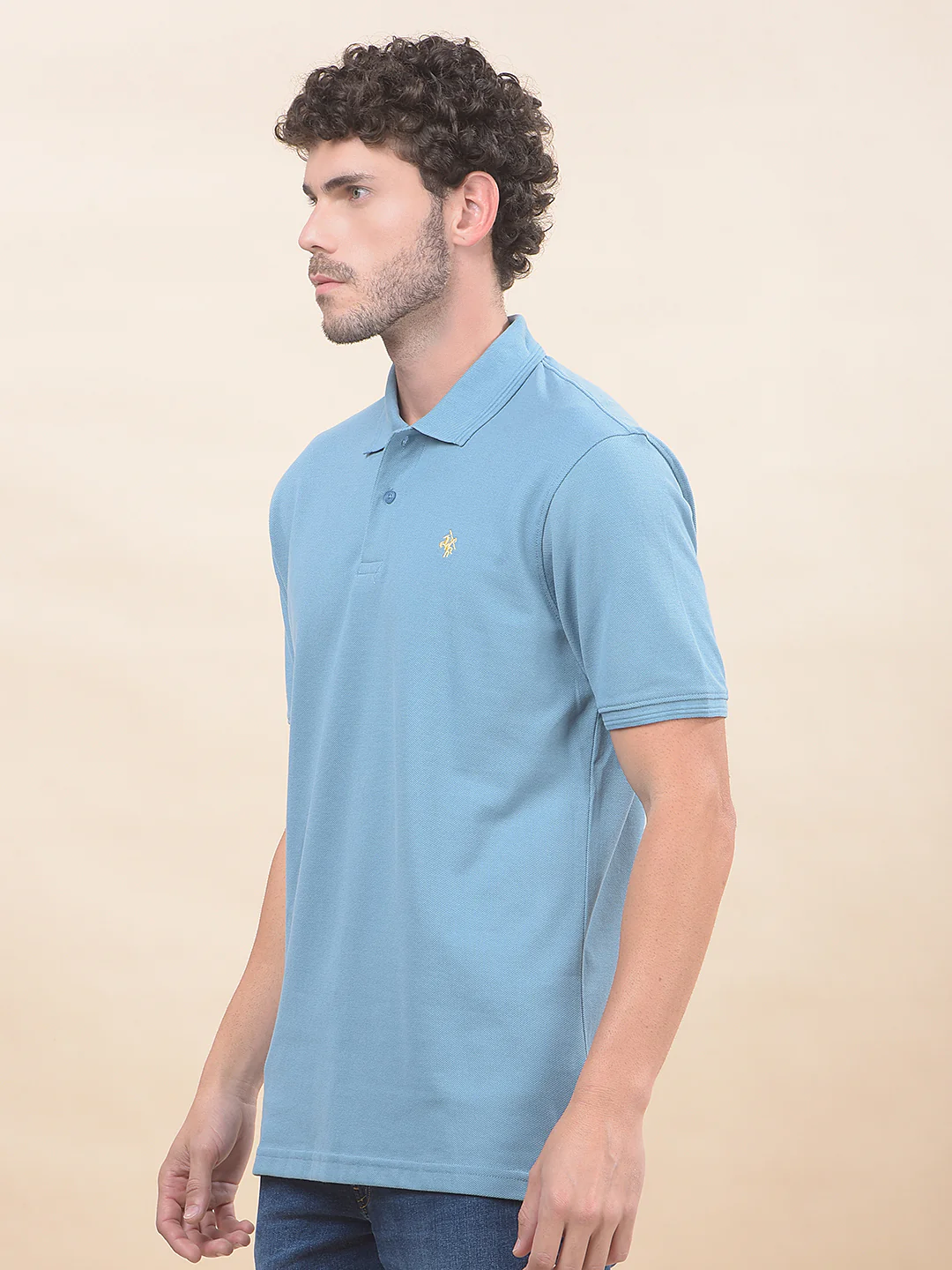 T-Shirt for Men | Breathable & Soft with Color Fastness Regular Fit Polo Neck Poly Cotton Fabric Solid Pattern - Image 4