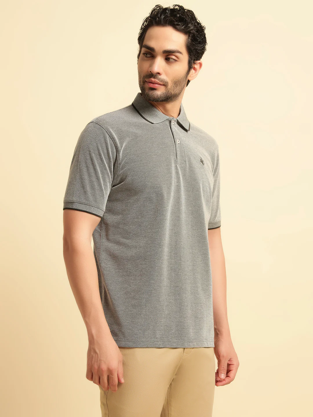 T-Shirt for Men | Breathable & Soft with Color Fastness Regular Fit Polo Neck Poly Cotton Fabric Solid Pattern - Image 2