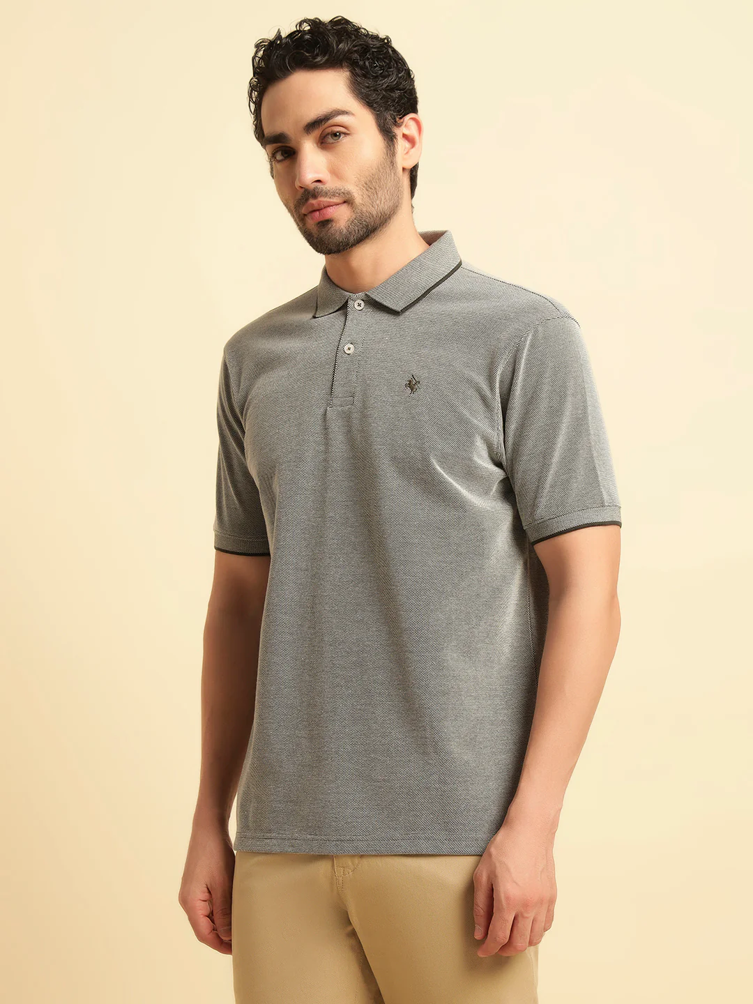 T-Shirt for Men | Breathable & Soft with Color Fastness Regular Fit Polo Neck Poly Cotton Fabric Solid Pattern - Image 3