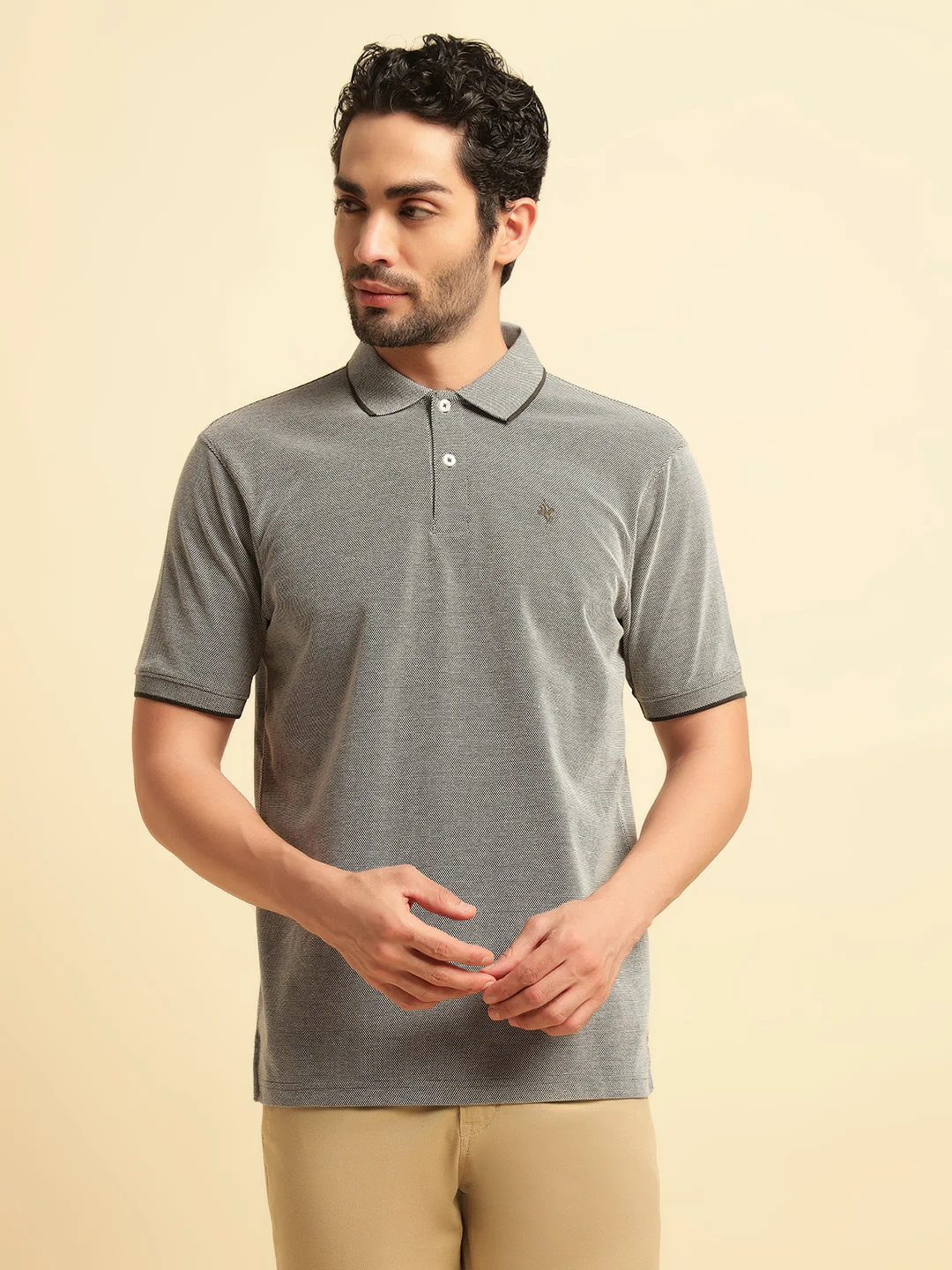 T-Shirt for Men | Breathable & Soft with Color Fastness Regular Fit Polo Neck Poly Cotton Fabric Solid Pattern - Image 4