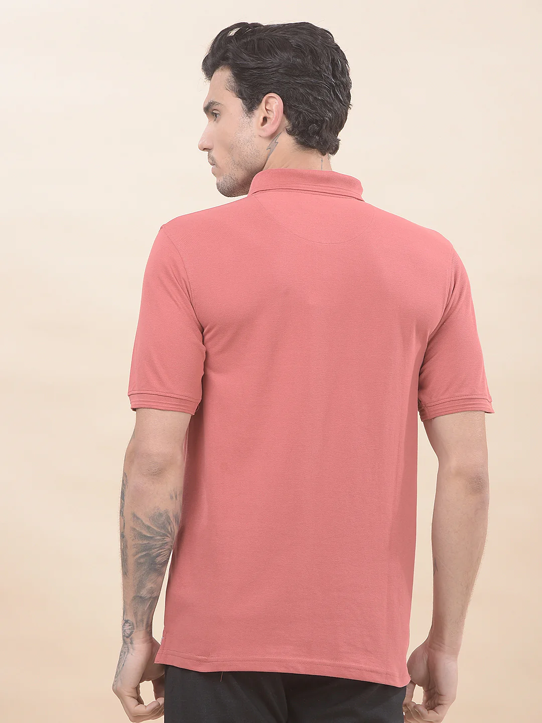 T-Shirt for Men | Breathable & Soft with Color Fastness Regular Fit Polo Neck Poly Cotton Fabric Solid Pattern - Image 2
