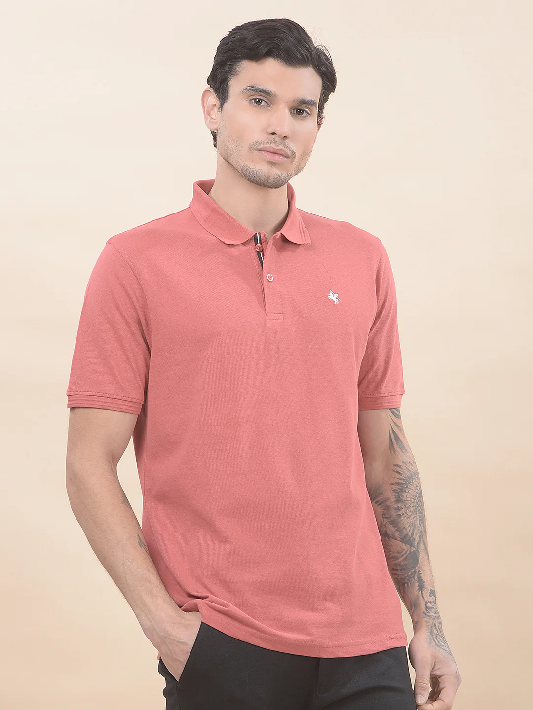 T-Shirt for Men | Breathable & Soft with Color Fastness Regular Fit Polo Neck Poly Cotton Fabric Solid Pattern - Image 5