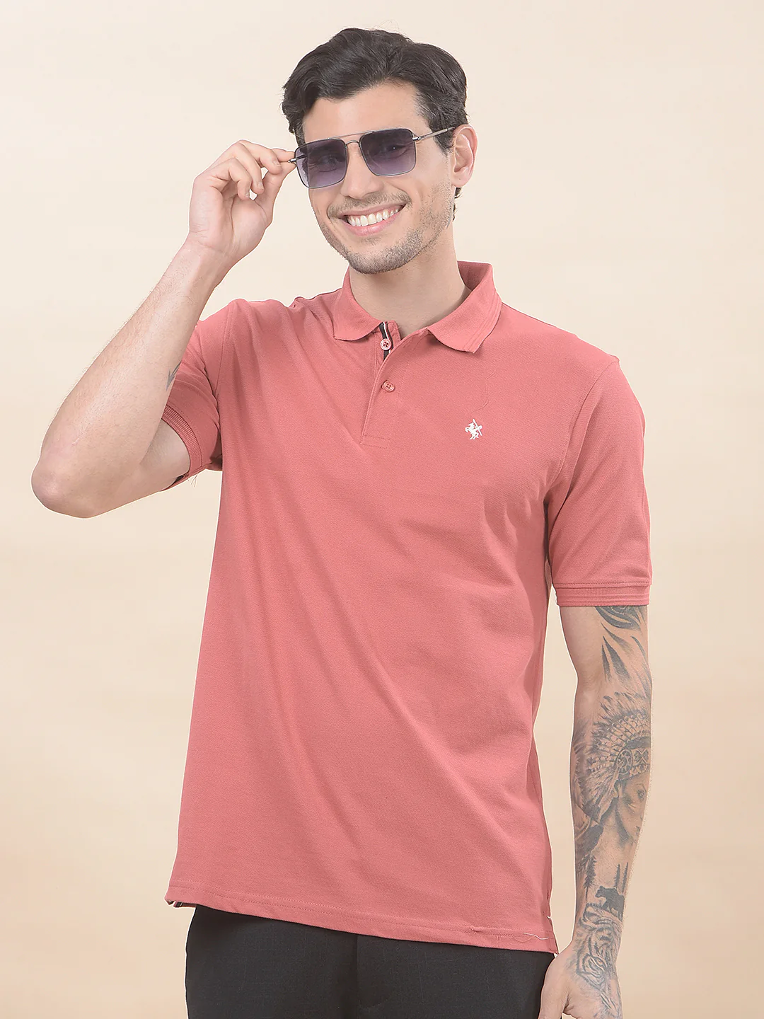 T-Shirt for Men | Breathable & Soft with Color Fastness Regular Fit Polo Neck Poly Cotton Fabric Solid Pattern - Image 7