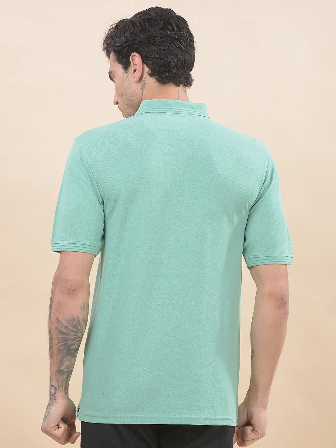 T-Shirt for Men | Breathable & Soft with Color Fastness Regular Fit Polo Neck Poly Cotton Fabric Solid Pattern - Image 2