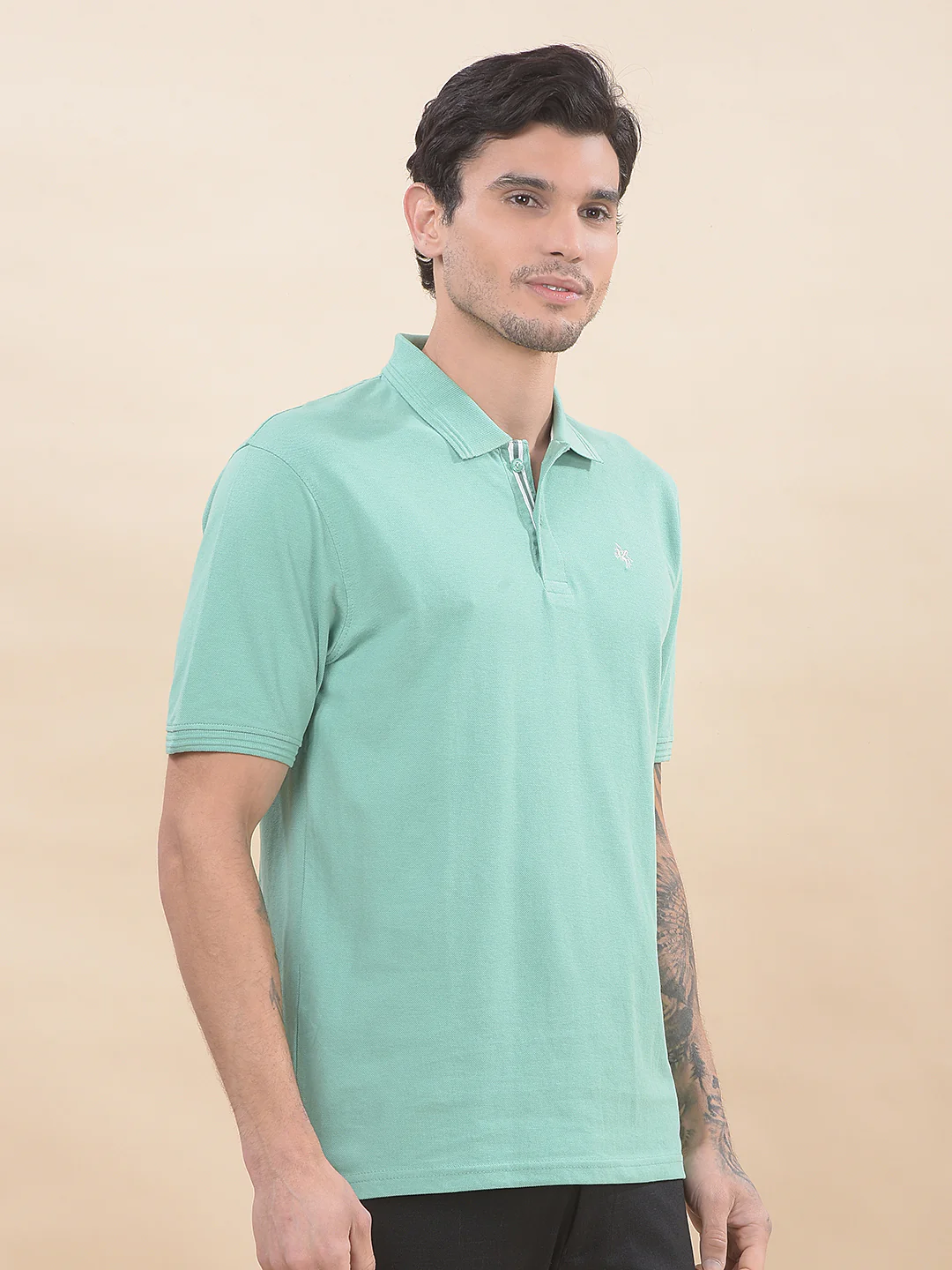 T-Shirt for Men | Breathable & Soft with Color Fastness Regular Fit Polo Neck Poly Cotton Fabric Solid Pattern - Image 5