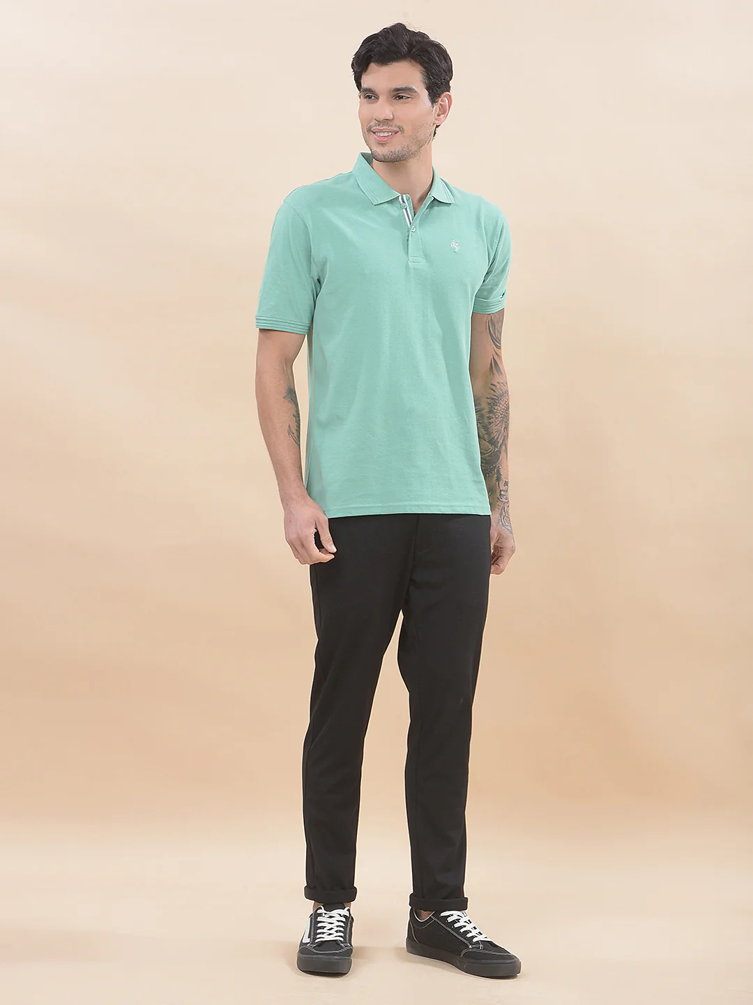 T-Shirt for Men | Breathable & Soft with Color Fastness Regular Fit Polo Neck Poly Cotton Fabric Solid Pattern - Image 7