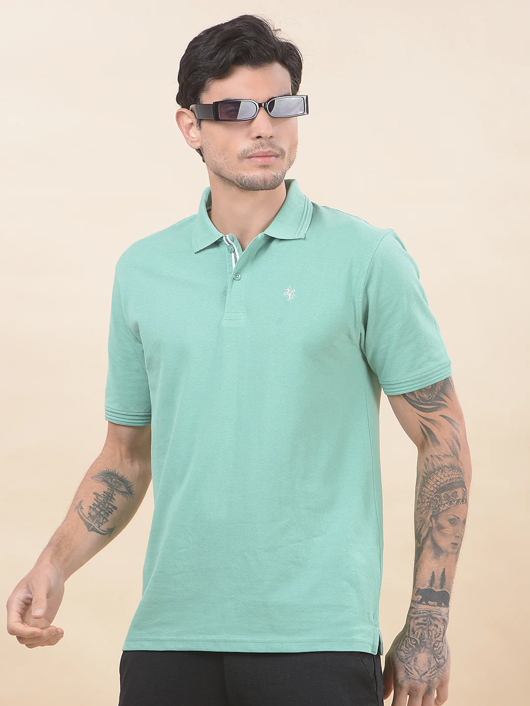 T-Shirt for Men | Breathable & Soft with Color Fastness Regular Fit Polo Neck Poly Cotton Fabric Solid Pattern - Image 8