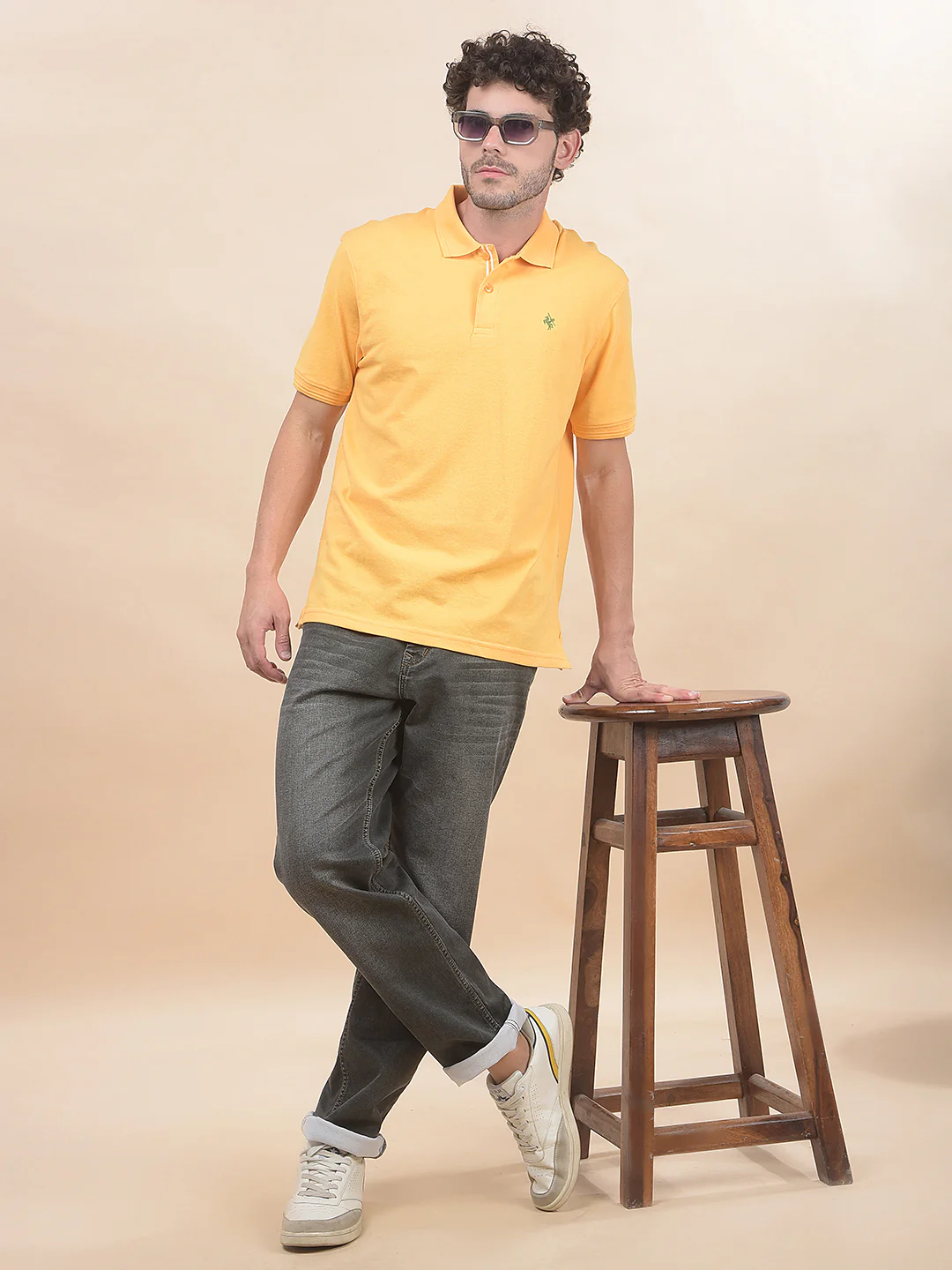 T-Shirt for Men | Breathable & Soft with Color Fastness Regular Fit Polo Neck Poly Cotton Fabric Solid Pattern - Image 2