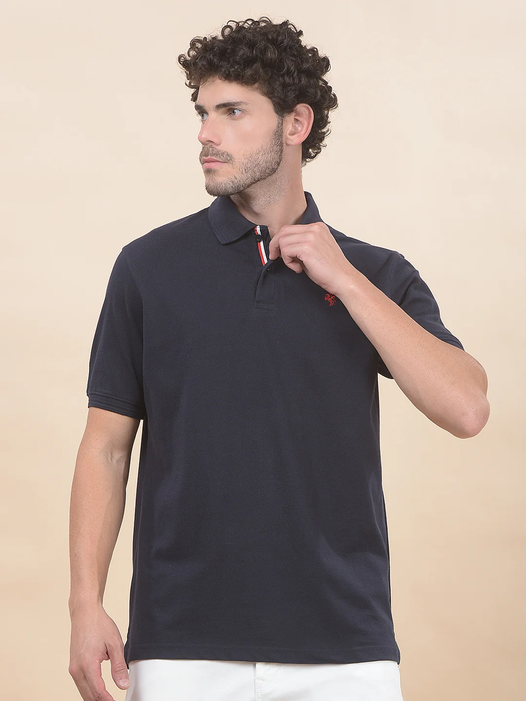 T-Shirt for Men | Breathable & Soft with Color Fastness Regular Fit Polo Neck Poly Cotton Fabric Solid Pattern - Image 3