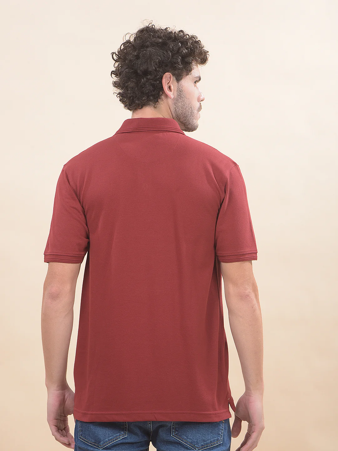 T-Shirt for Men | Breathable & Soft with Color Fastness Regular Fit Polo Neck Poly Cotton Fabric Solid Pattern - Image 2