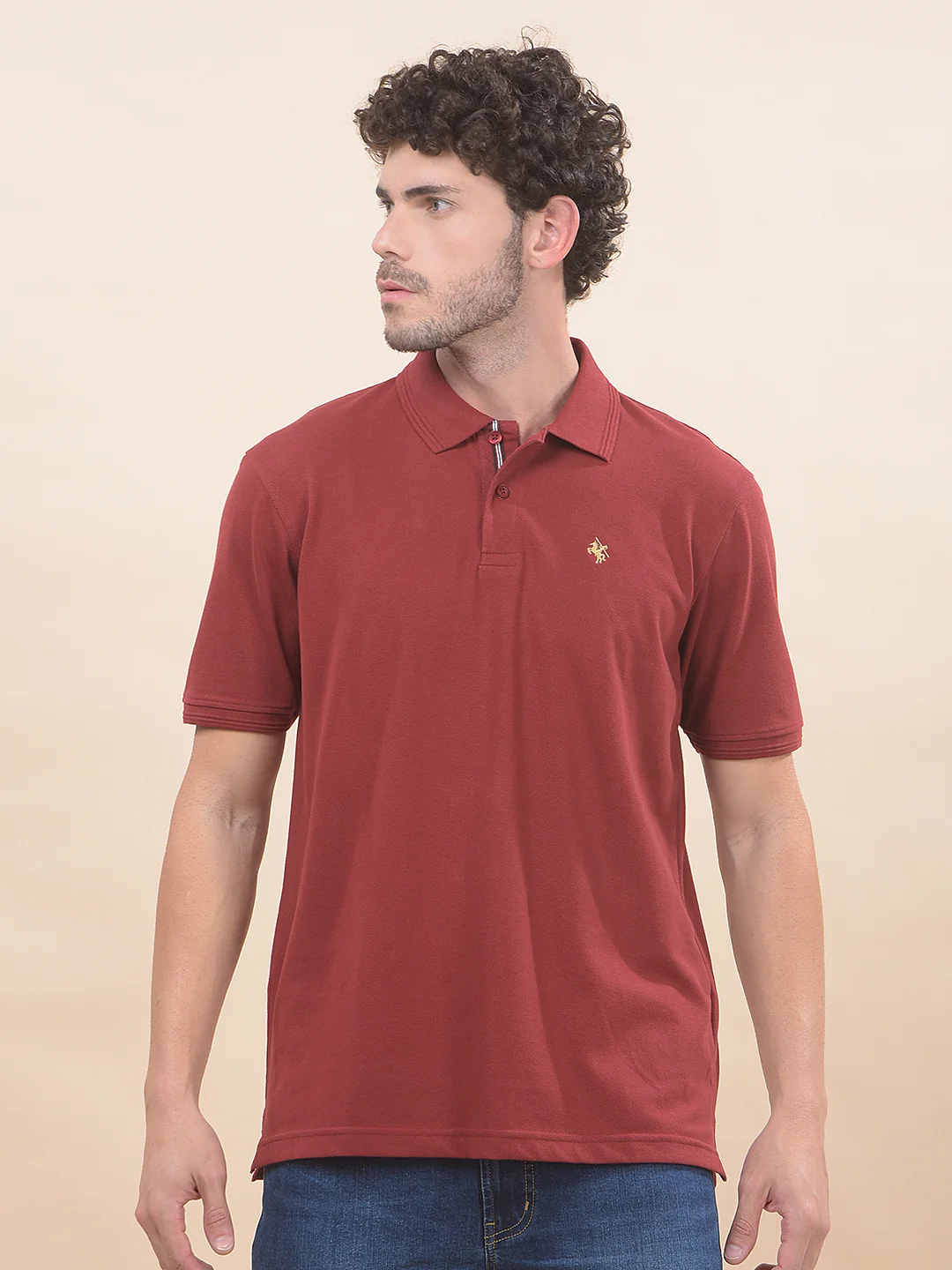 T-Shirt for Men | Breathable & Soft with Color Fastness Regular Fit Polo Neck Poly Cotton Fabric Solid Pattern - Image 3