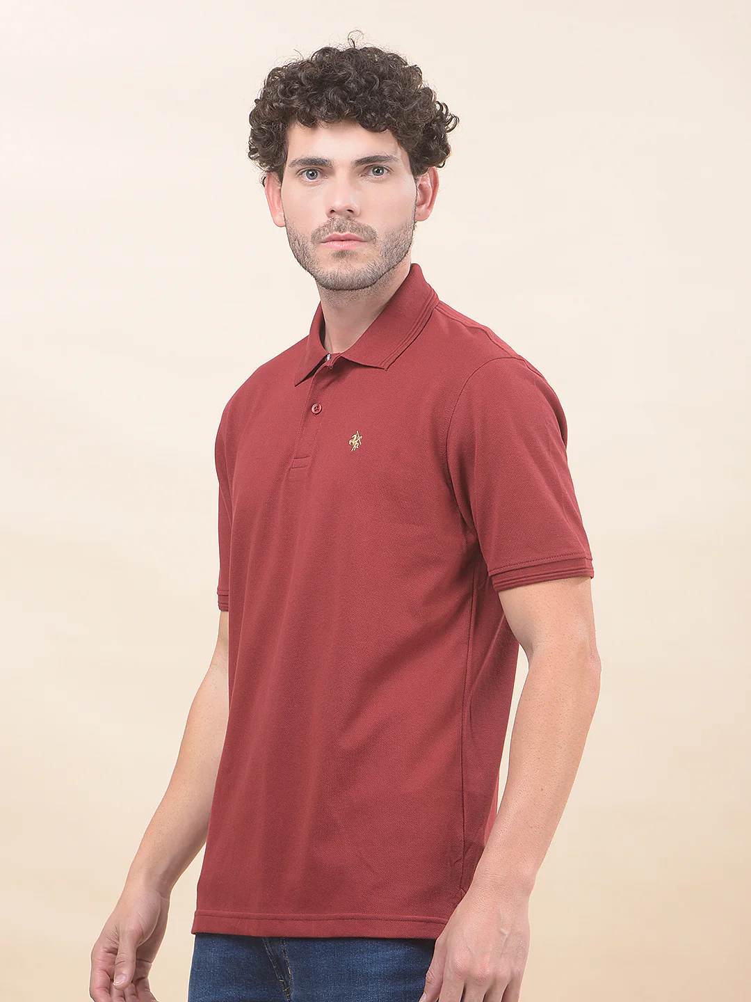 T-Shirt for Men | Breathable & Soft with Color Fastness Regular Fit Polo Neck Poly Cotton Fabric Solid Pattern - Image 4