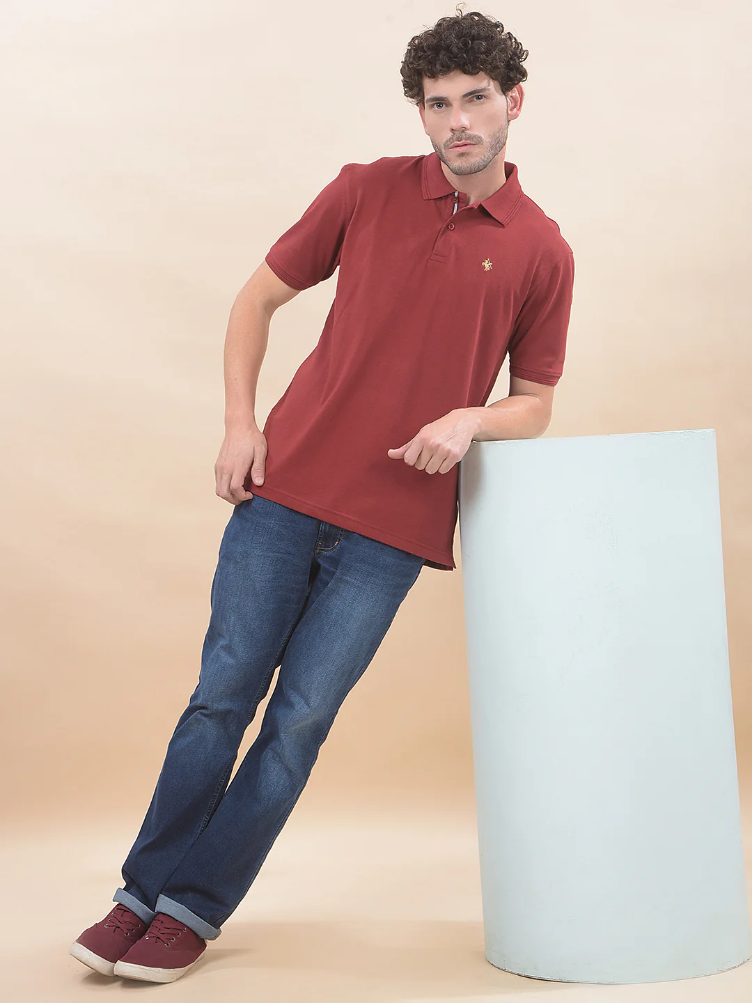 T-Shirt for Men | Breathable & Soft with Color Fastness Regular Fit Polo Neck Poly Cotton Fabric Solid Pattern - Image 8