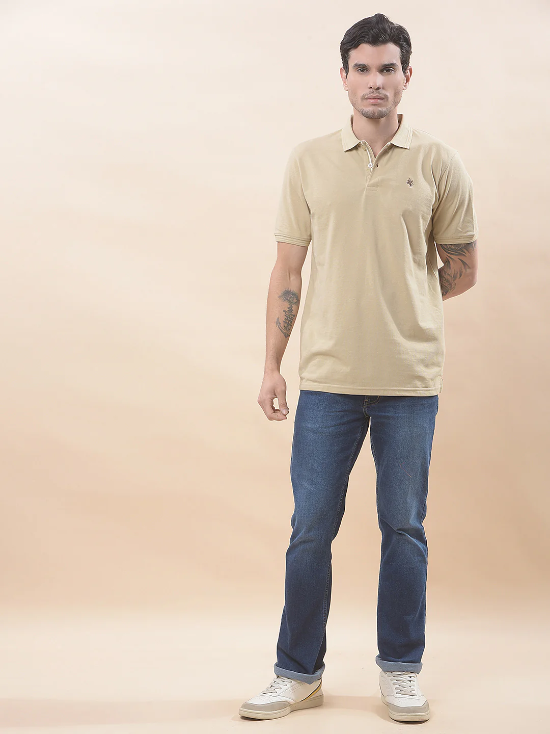 T-Shirt for Men | Breathable & Soft with Color Fastness Regular Fit Polo Neck Poly Cotton Fabric Solid Pattern - Image 5