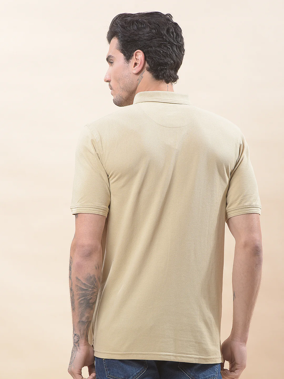 T-Shirt for Men | Breathable & Soft with Color Fastness Regular Fit Polo Neck Poly Cotton Fabric Solid Pattern - Image 6