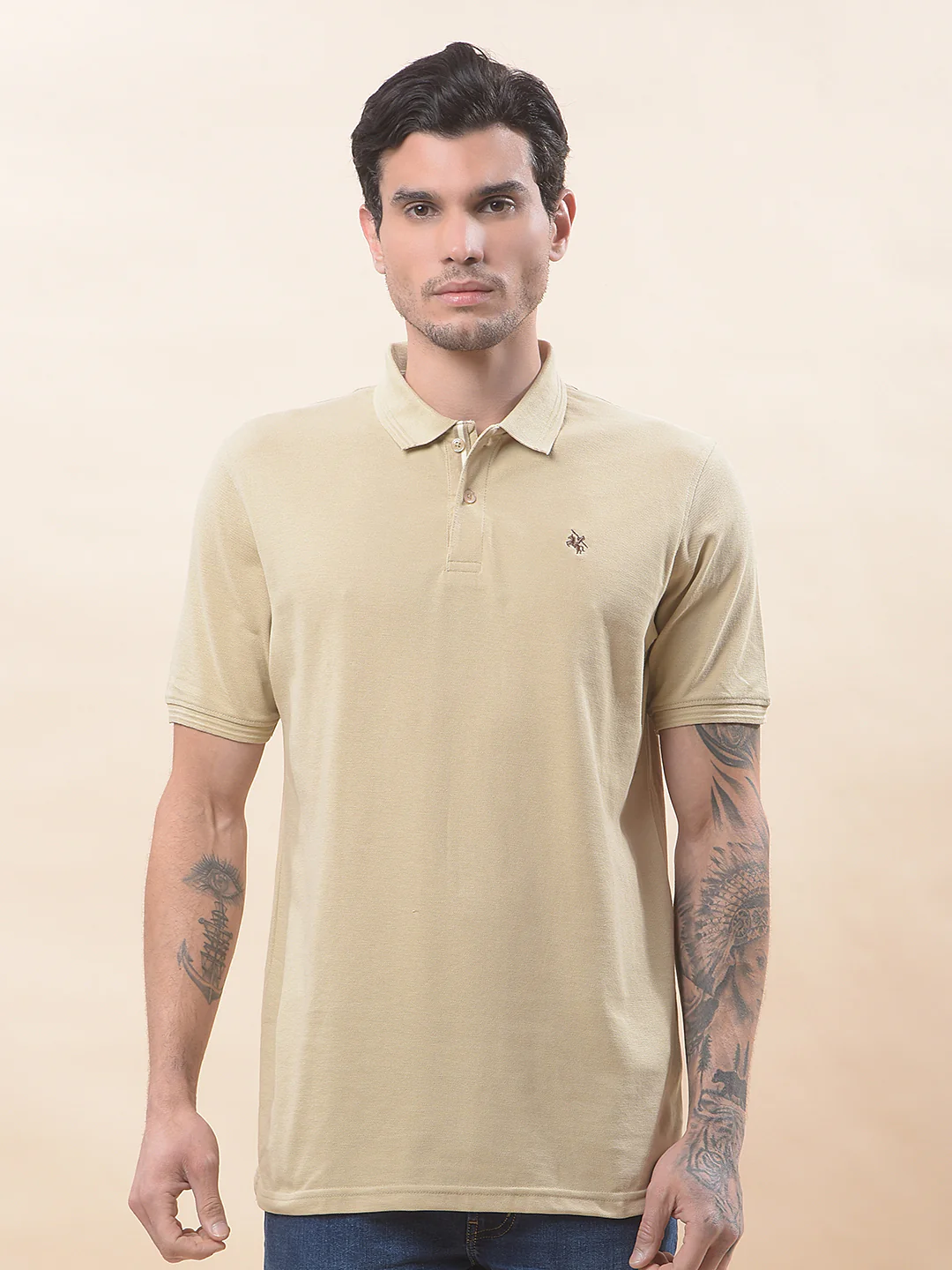 T-Shirt for Men | Breathable & Soft with Color Fastness Regular Fit Polo Neck Poly Cotton Fabric Solid Pattern - Image 7