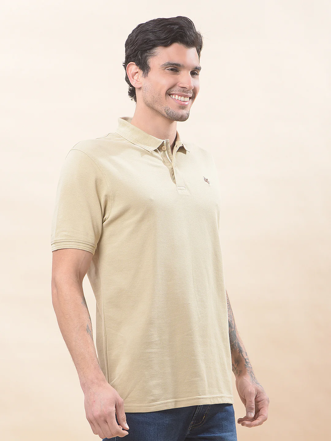 T-Shirt for Men | Breathable & Soft with Color Fastness Regular Fit Polo Neck Poly Cotton Fabric Solid Pattern - Image 9