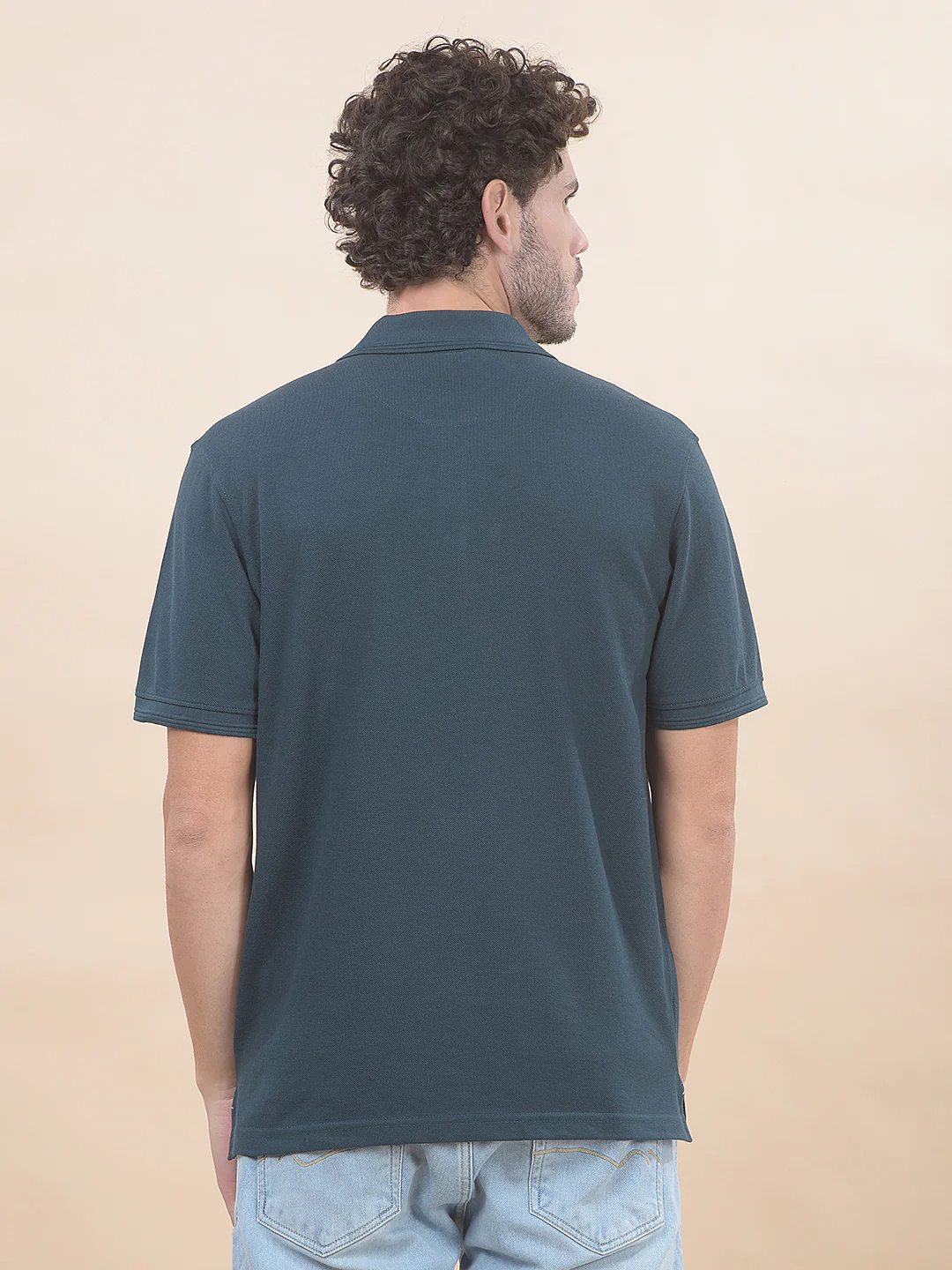T-Shirt for Men | Breathable & Soft with Color Fastness Regular Fit Polo Neck Poly Cotton Fabric Solid Pattern - Image 2