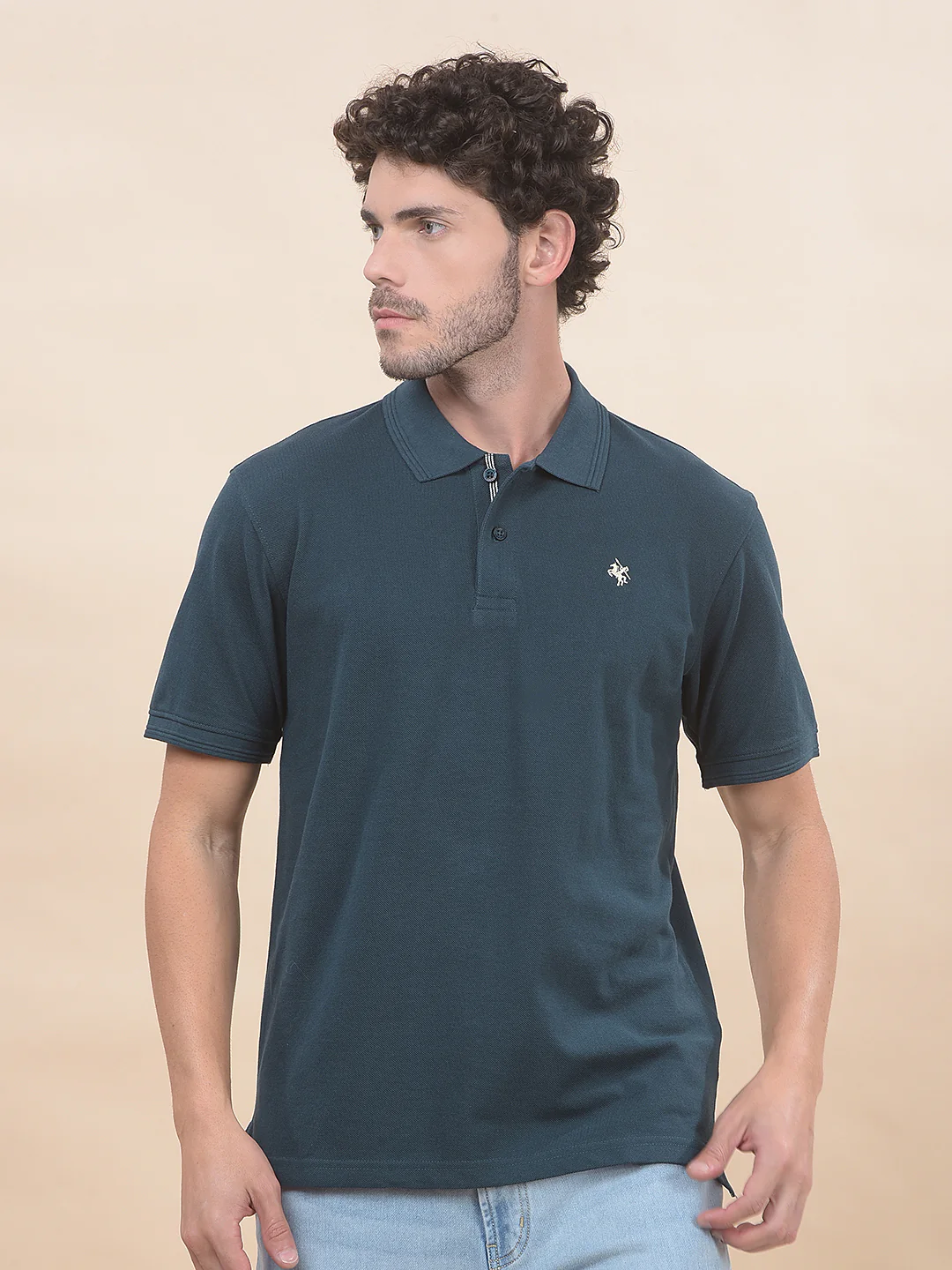 T-Shirt for Men | Breathable & Soft with Color Fastness Regular Fit Polo Neck Poly Cotton Fabric Solid Pattern - Image 3