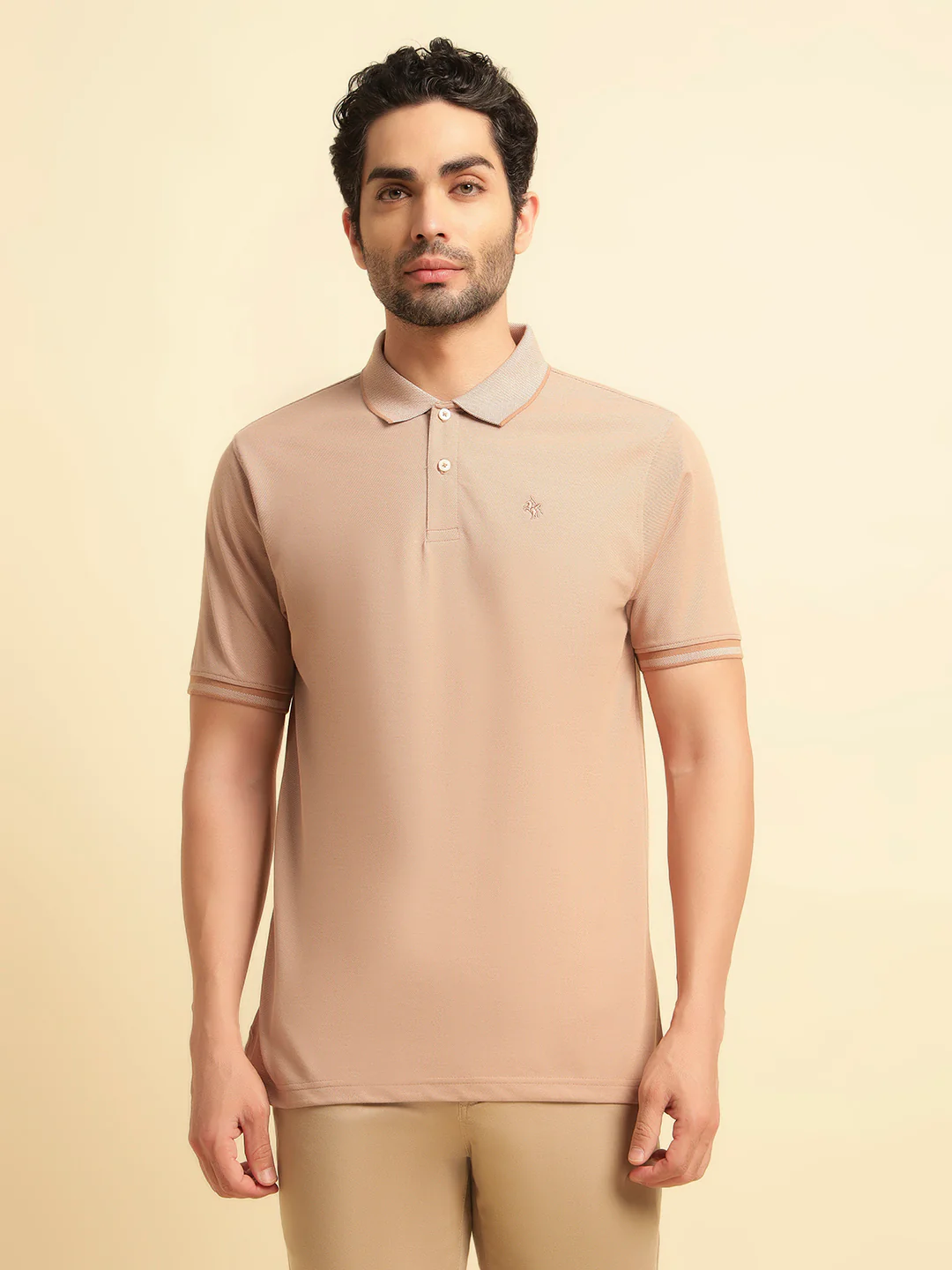 T-Shirt for Men | Breathable & Soft with Color Fastness Regular Fit Polo Neck Poly Cotton Fabric Solid Pattern - Image 2