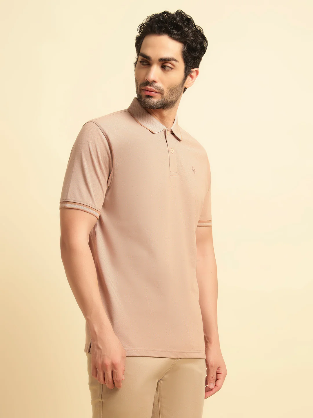 T-Shirt for Men | Breathable & Soft with Color Fastness Regular Fit Polo Neck Poly Cotton Fabric Solid Pattern - Image 3