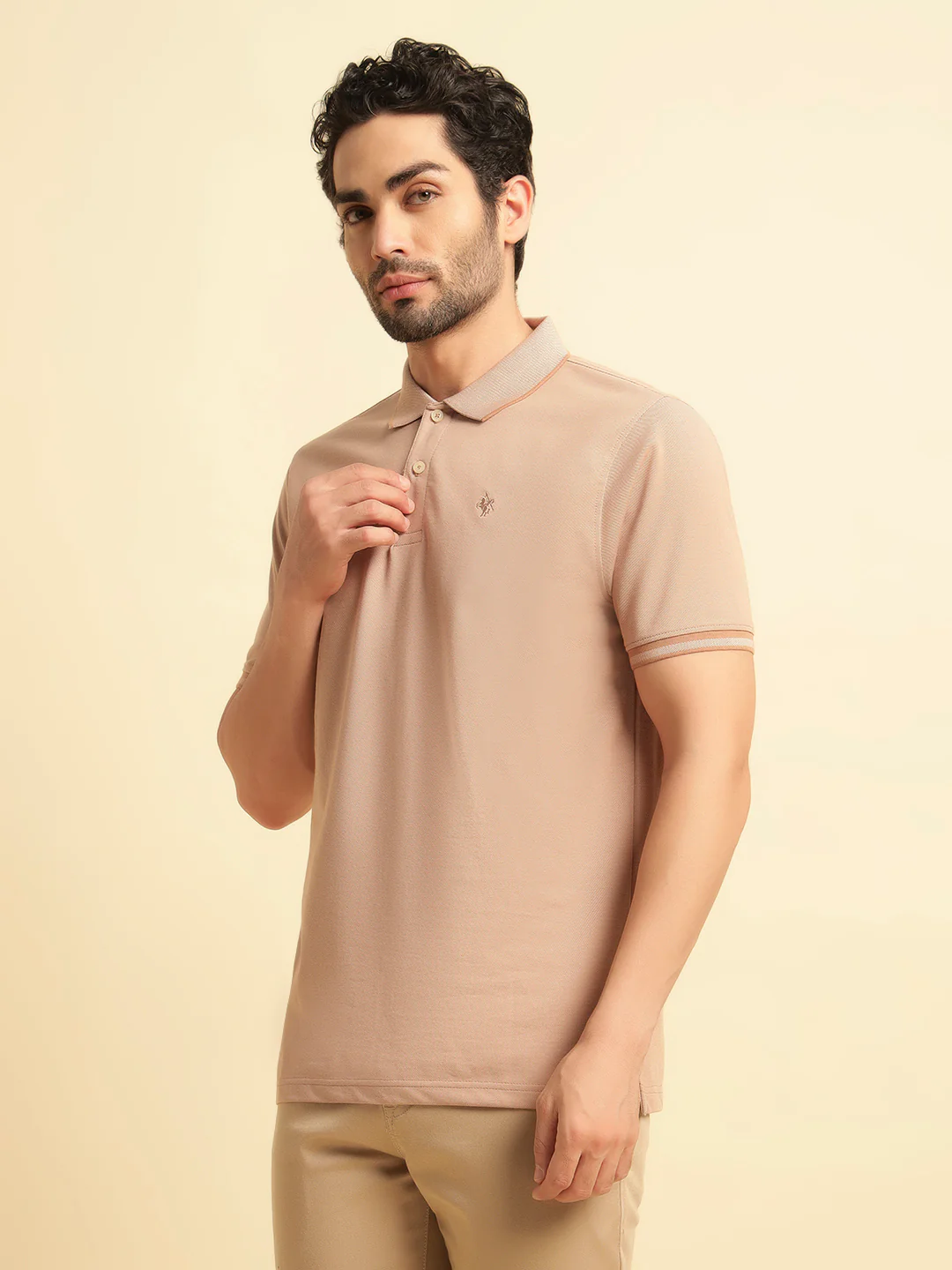 T-Shirt for Men | Breathable & Soft with Color Fastness Regular Fit Polo Neck Poly Cotton Fabric Solid Pattern - Image 4