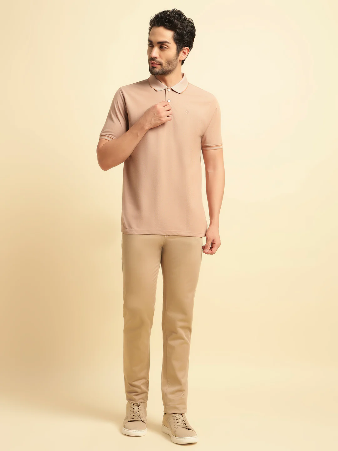T-Shirt for Men | Breathable & Soft with Color Fastness Regular Fit Polo Neck Poly Cotton Fabric Solid Pattern - Image 5