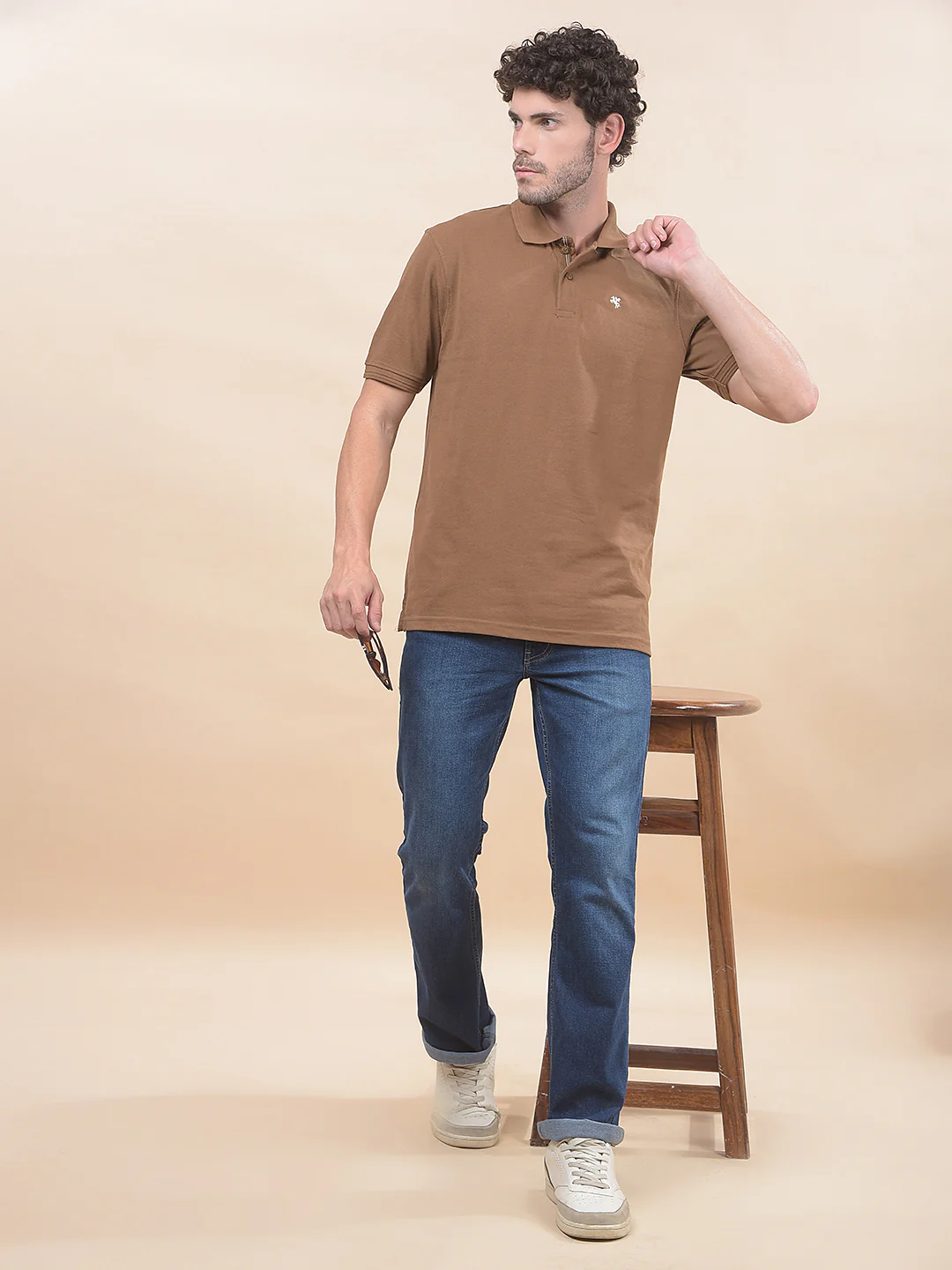 T-Shirt for Men | Breathable & Soft with Color Fastness Regular Fit Polo Neck Poly Cotton Fabric Solid Pattern - Image 3