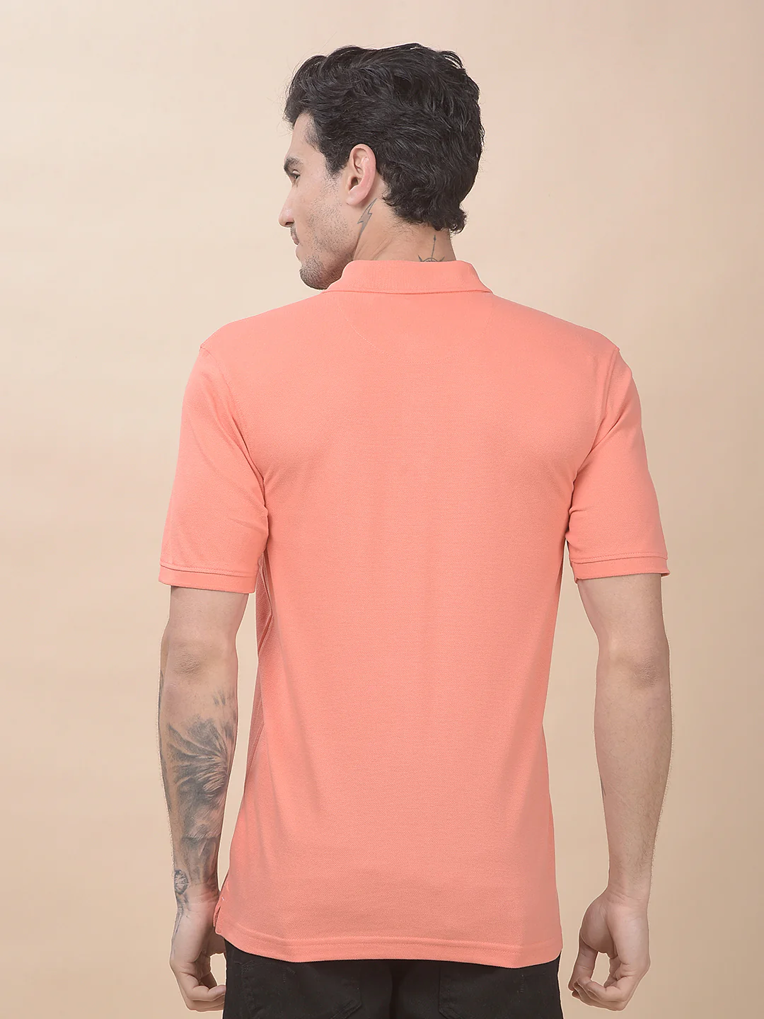 T-Shirt for Men | Breathable & Soft with Color Fastness Regular Fit Polo Neck Poly Cotton Fabric Solid Pattern - Image 2