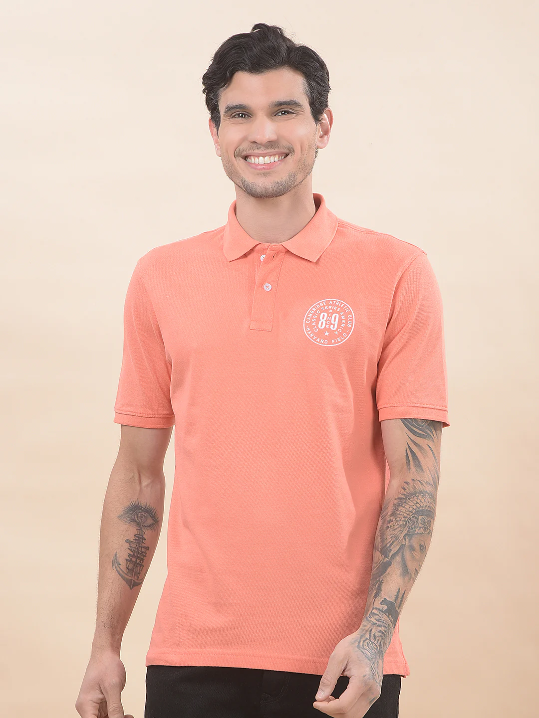 T-Shirt for Men | Breathable & Soft with Color Fastness Regular Fit Polo Neck Poly Cotton Fabric Solid Pattern - Image 3